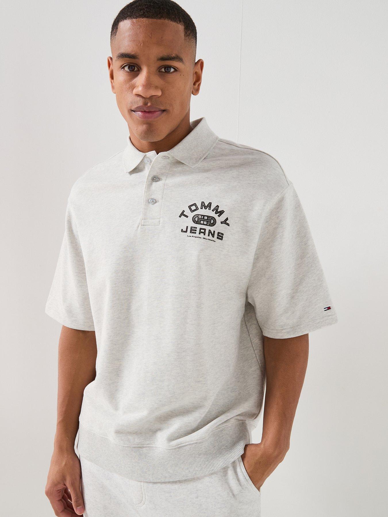 Tommy Jeans 90S Solid Sport Sweat Polo Shirt - Light Grey