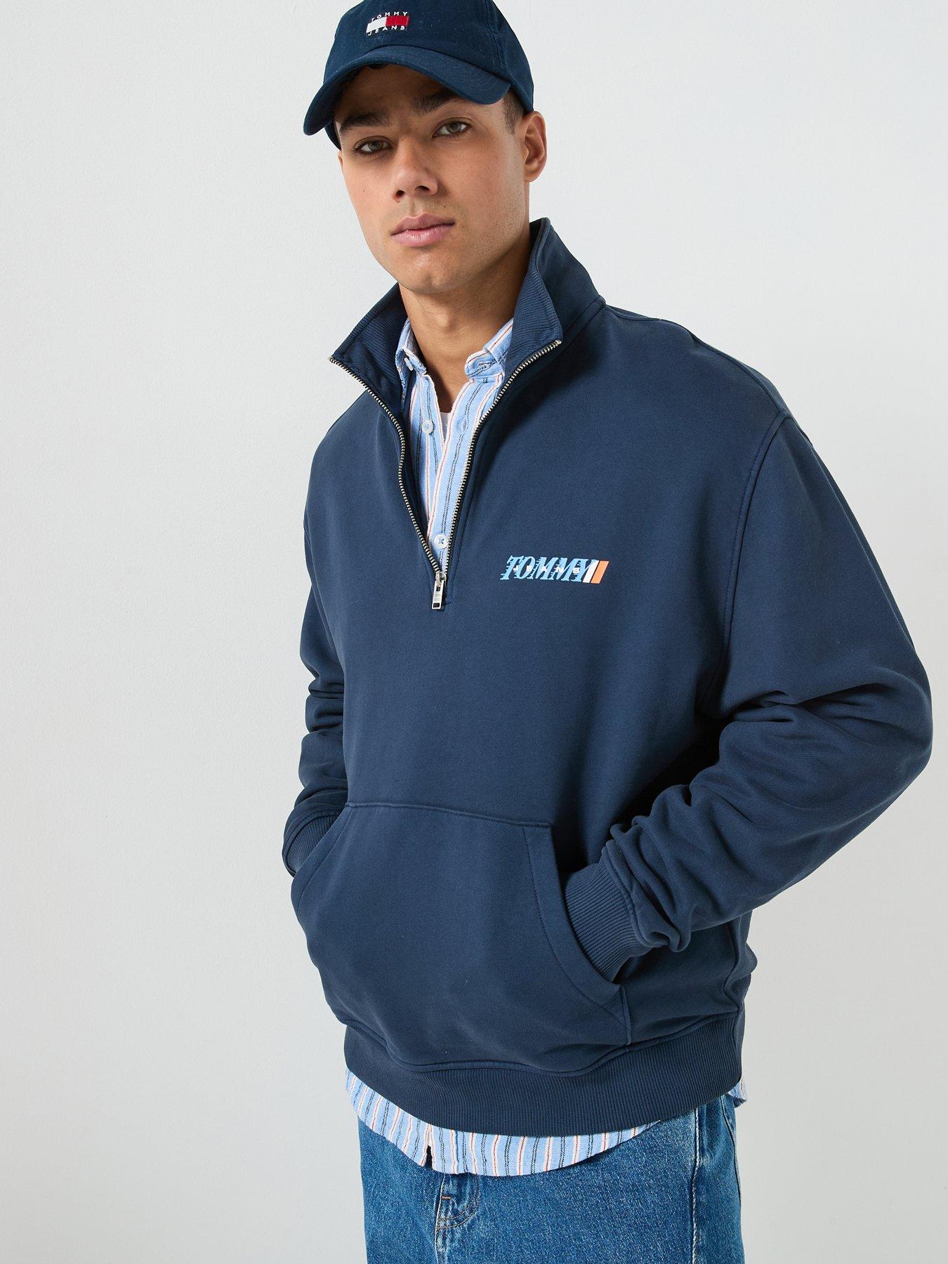 Image 2 of 6 of Tommy Jeans Back Graphic Relaxed Half Zip Sweatshirt - Dark Night Navy