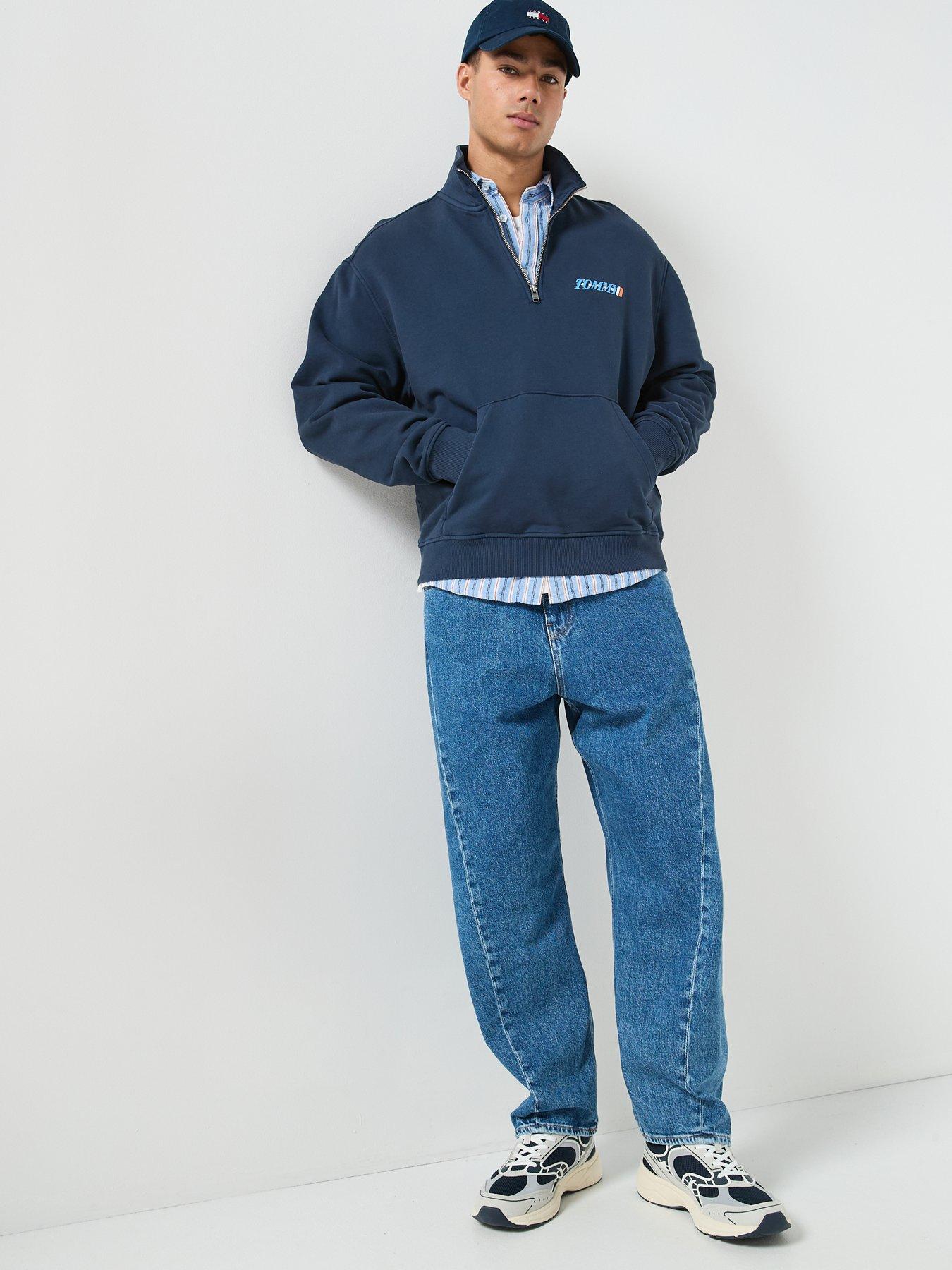 Image 3 of 6 of Tommy Jeans Back Graphic Relaxed Half Zip Sweatshirt - Dark Night Navy
