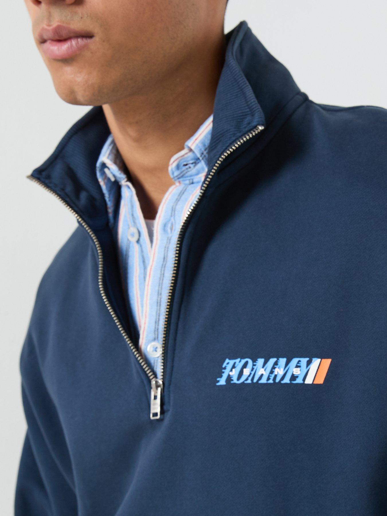 Image 4 of 6 of Tommy Jeans Back Graphic Relaxed Half Zip Sweatshirt - Dark Night Navy