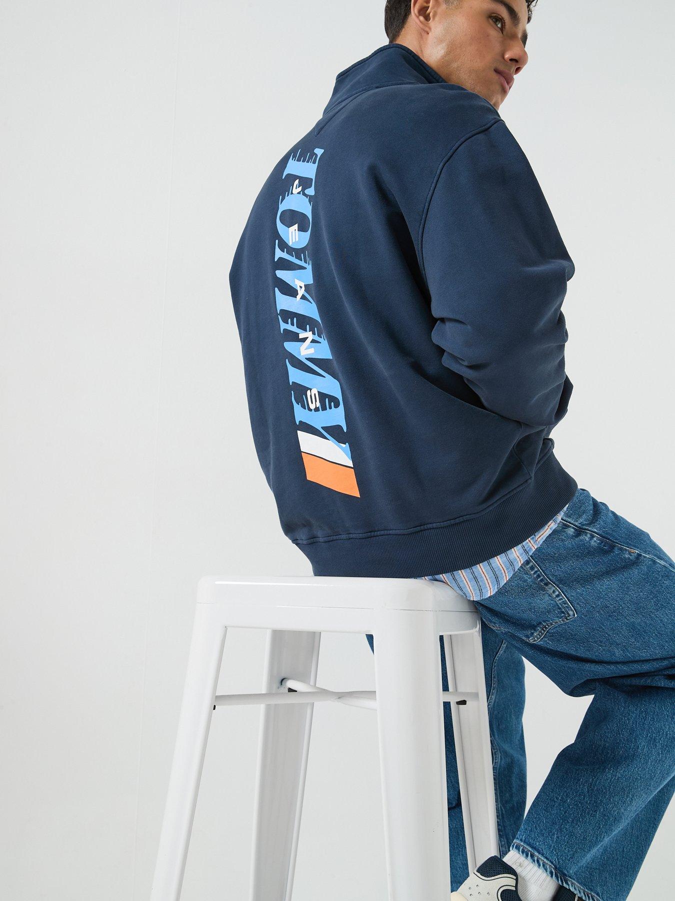 Image 6 of 6 of Tommy Jeans Back Graphic Relaxed Half Zip Sweatshirt - Dark Night Navy