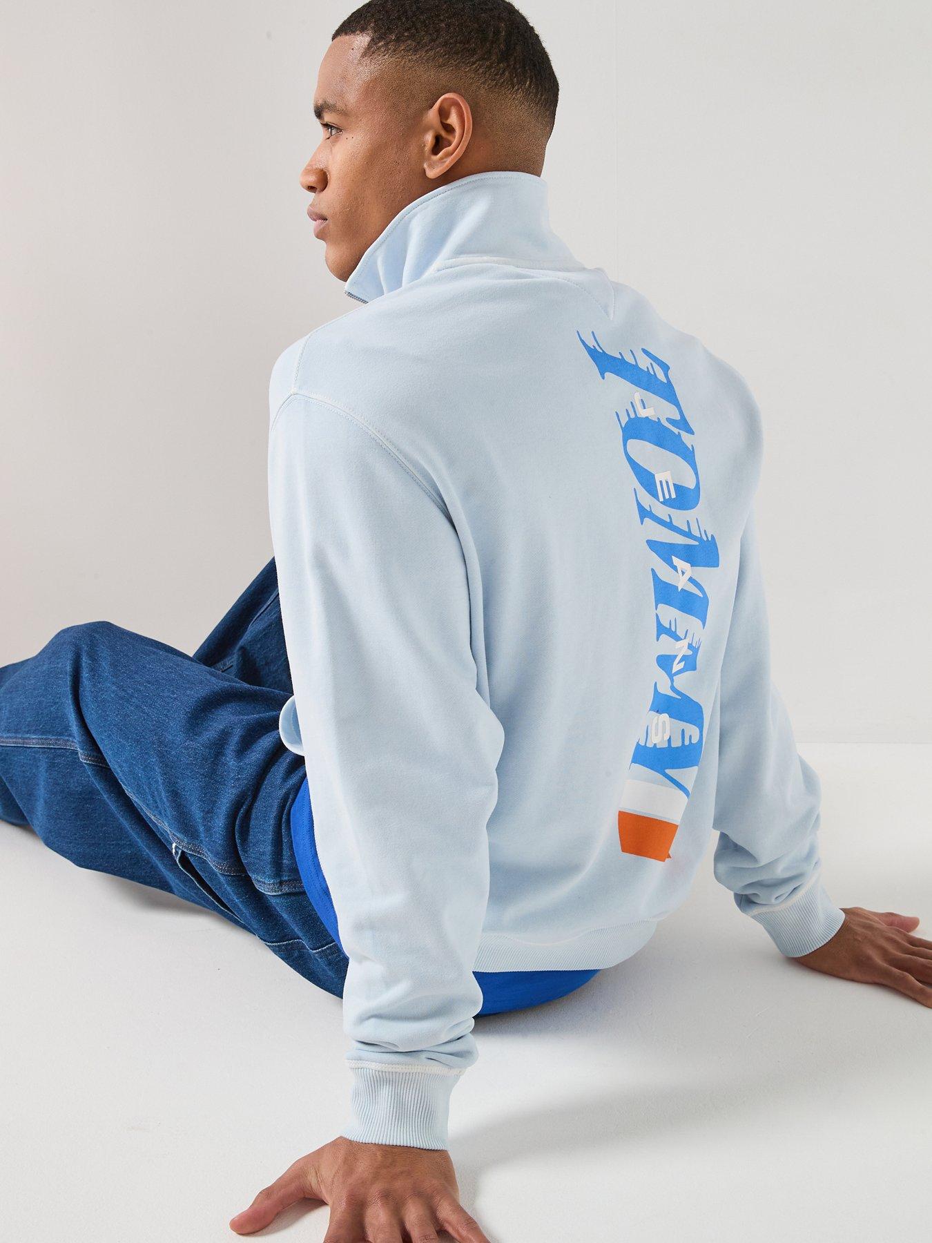 Tommy Jeans Back Graphic Relaxed Half Zip Sweatshirt - Sweet Blue