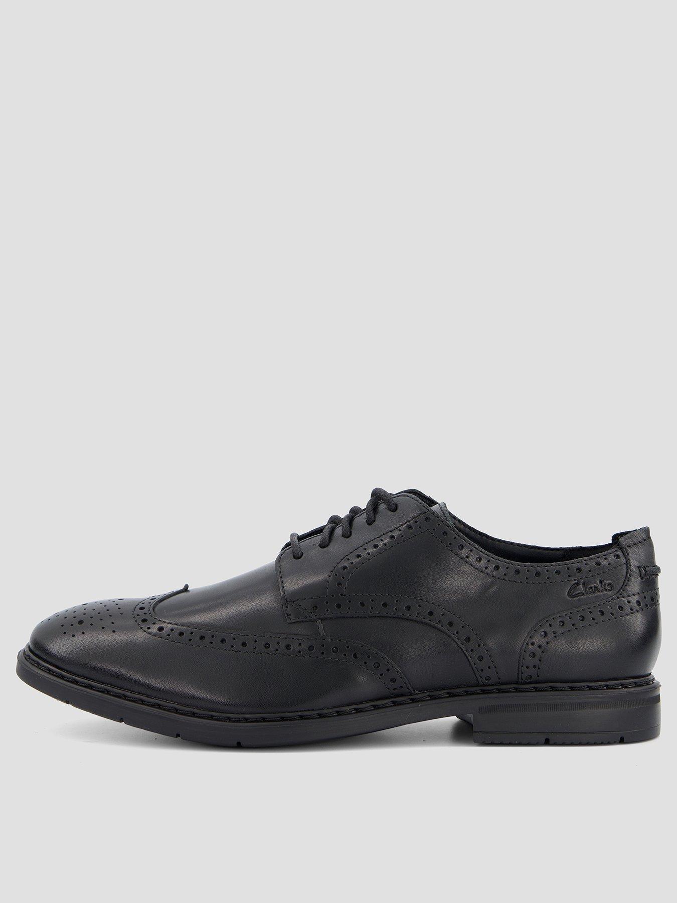 Clarks Banbury Tip Leather Brogue Shoes - Black