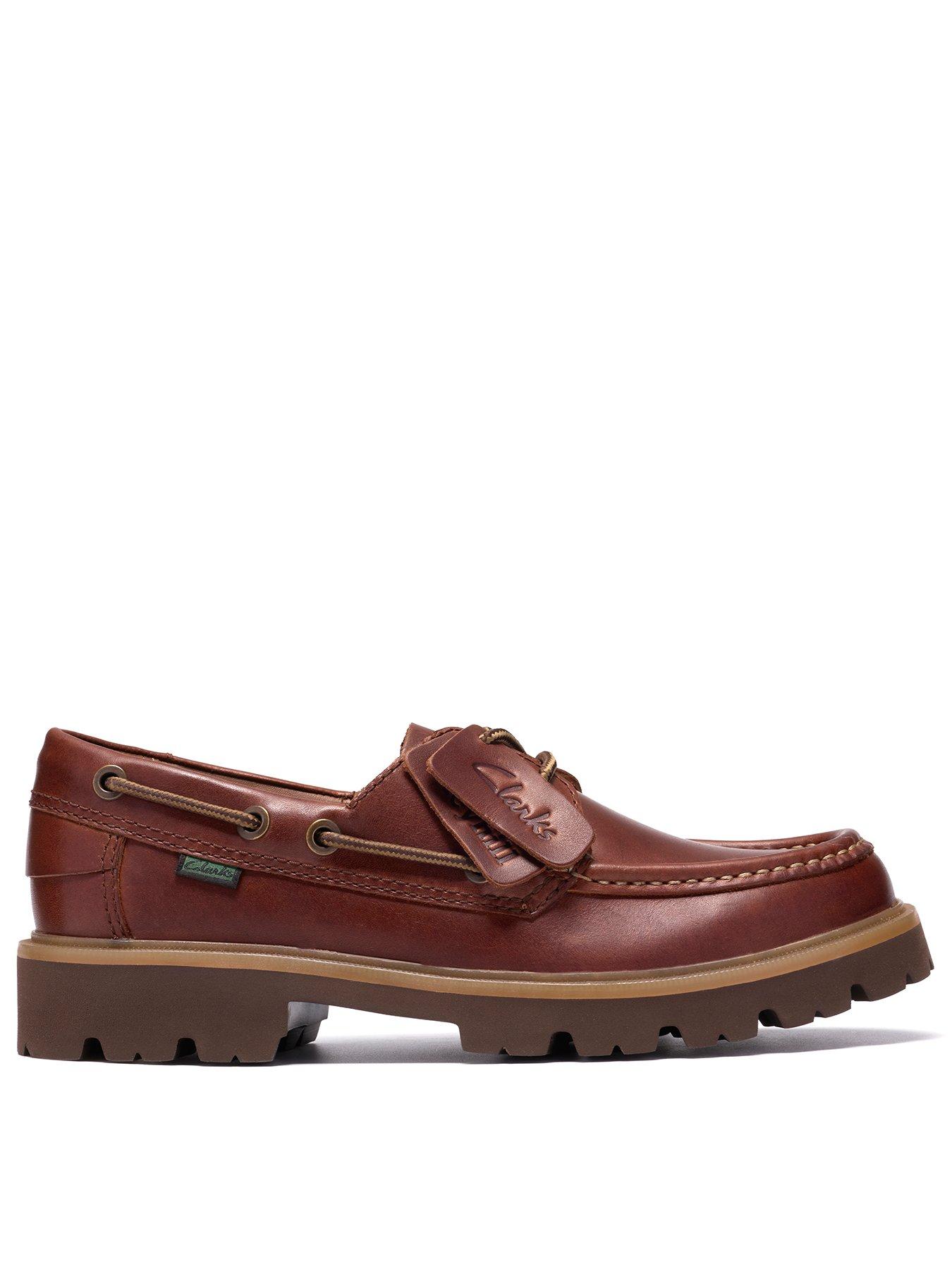 Clarks: Cleyhill Boat Leather Shoes - Brown