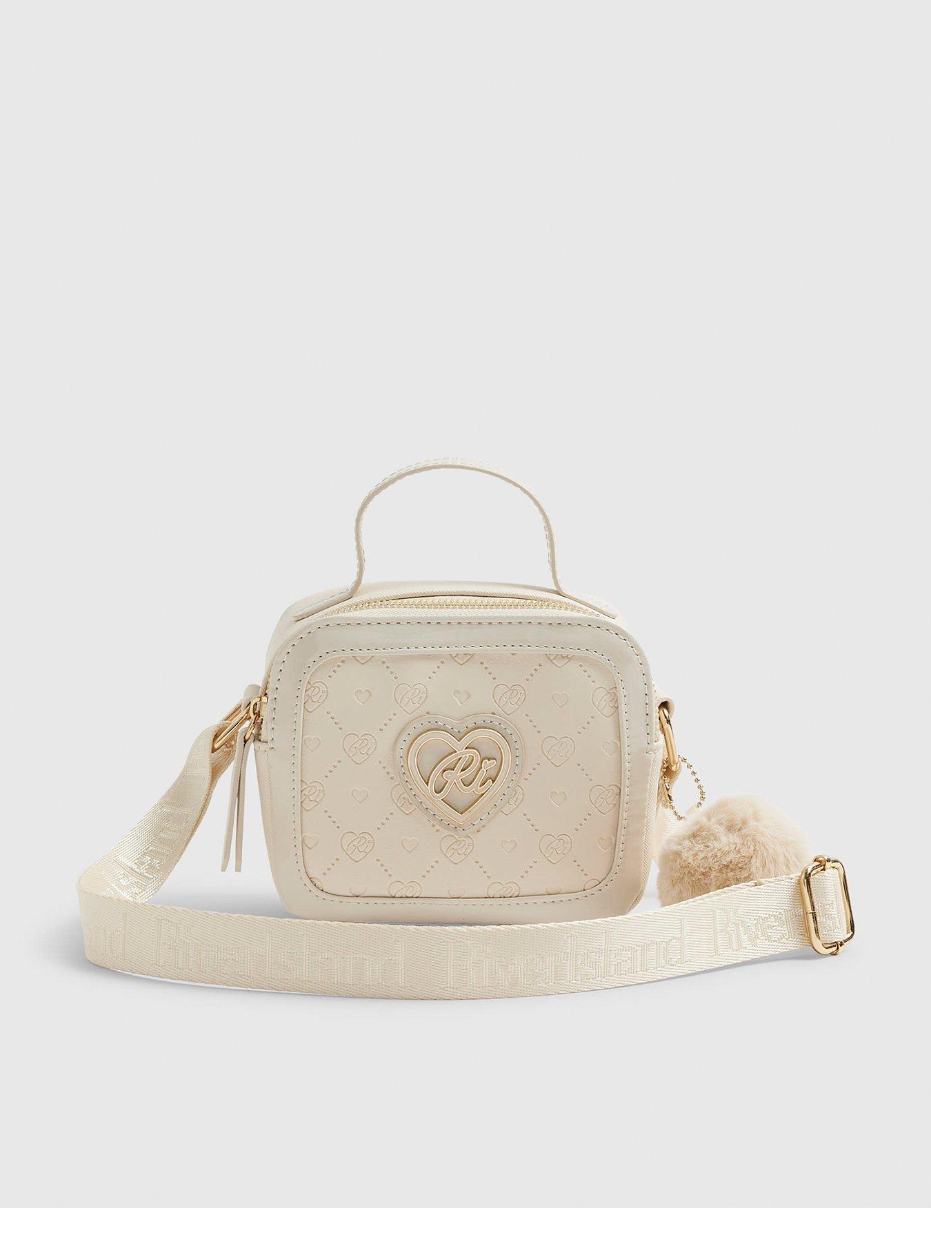 River Island Older Girls Monogram Box Cross Body Bag - Cream