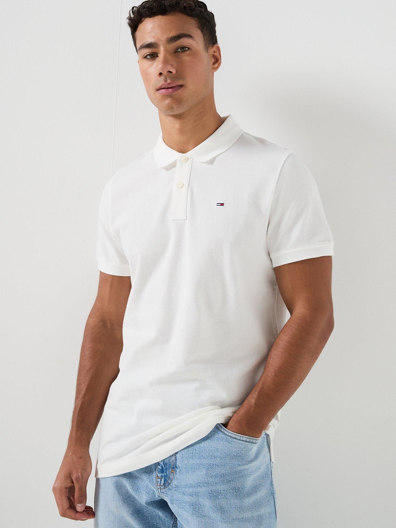 Tommy Jeans Slim Placket Polo Shirt - White