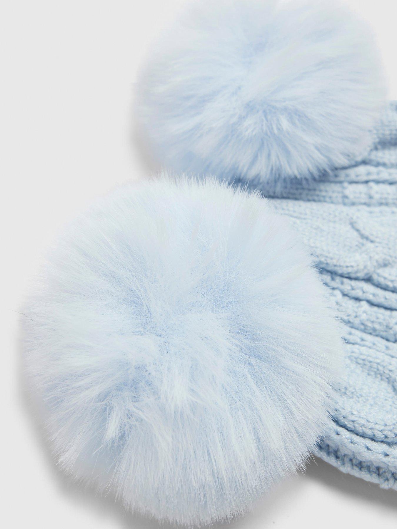 Image 2 of 3 of River Island Baby Boys Double Pom Beanie Hat - Blue