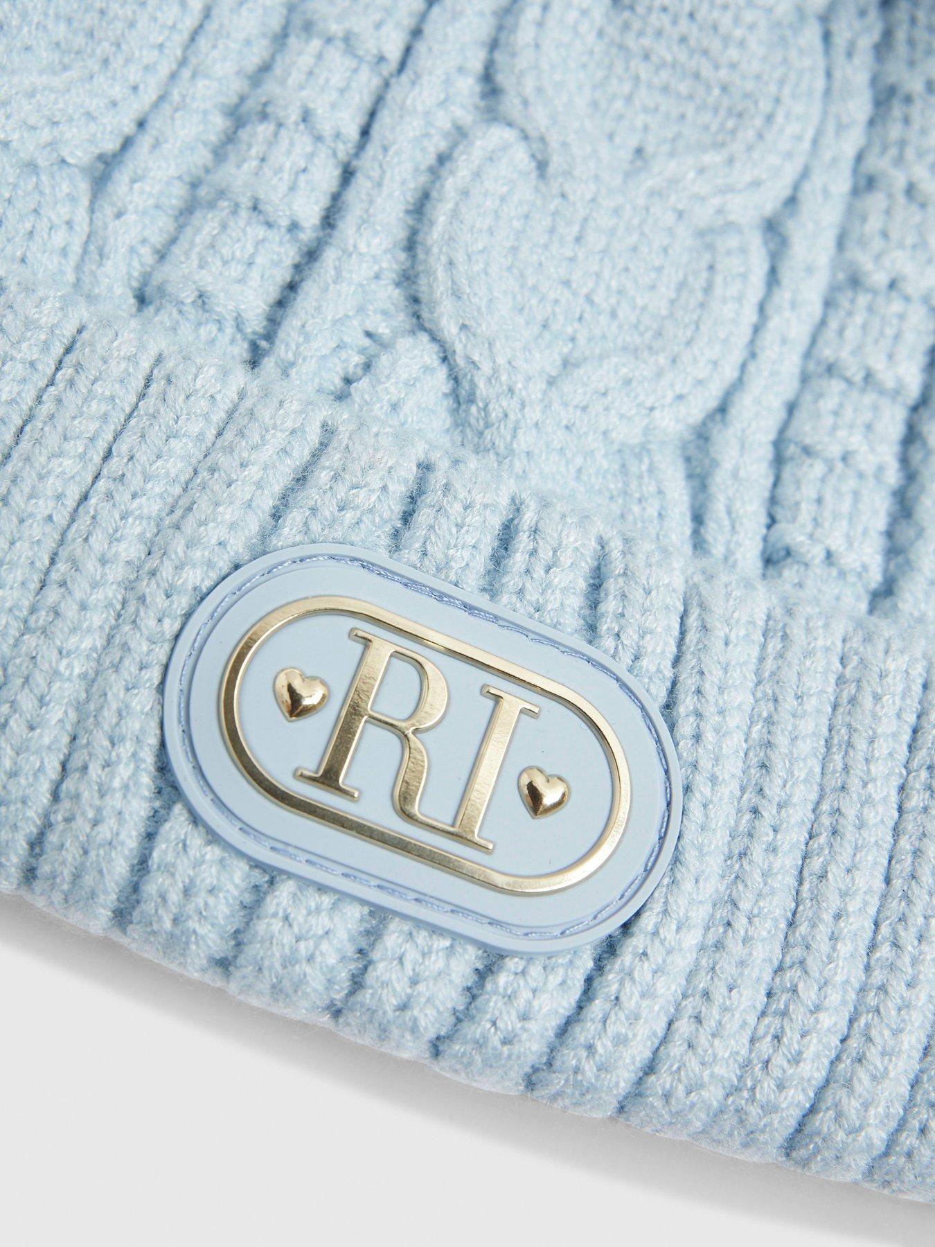 Image 3 of 3 of River Island Baby Boys Double Pom Beanie Hat - Blue