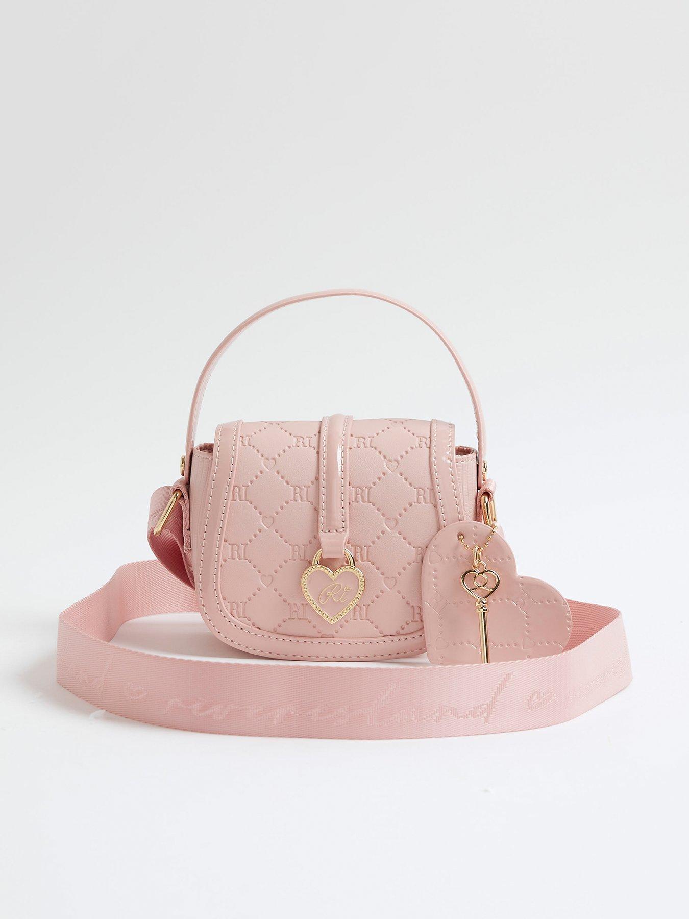 River Island Older Girls Heart Monogram Cross Body Bag - Pink