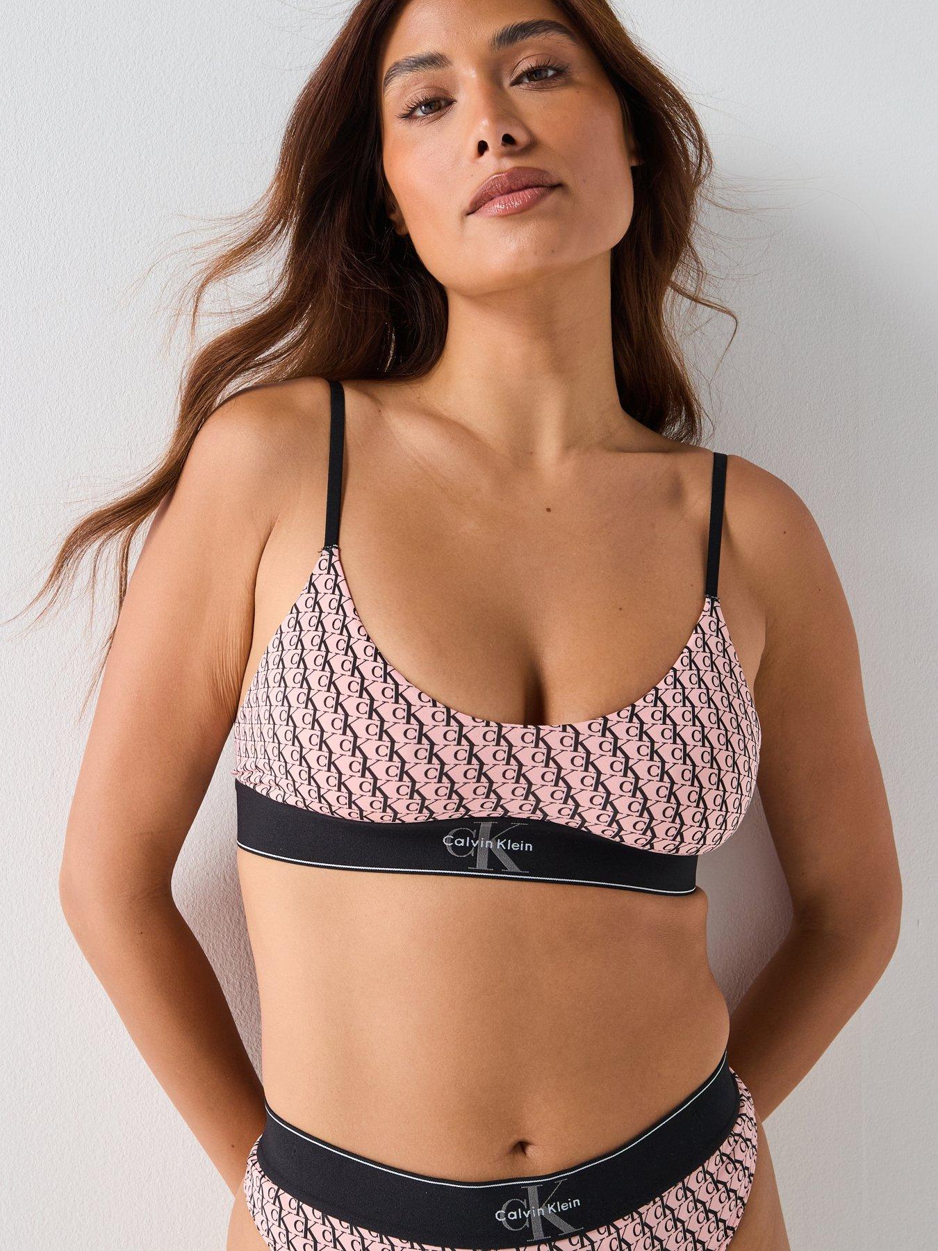 Image 1 of 4 of Calvin Klein Unlined Bralette - Red/White