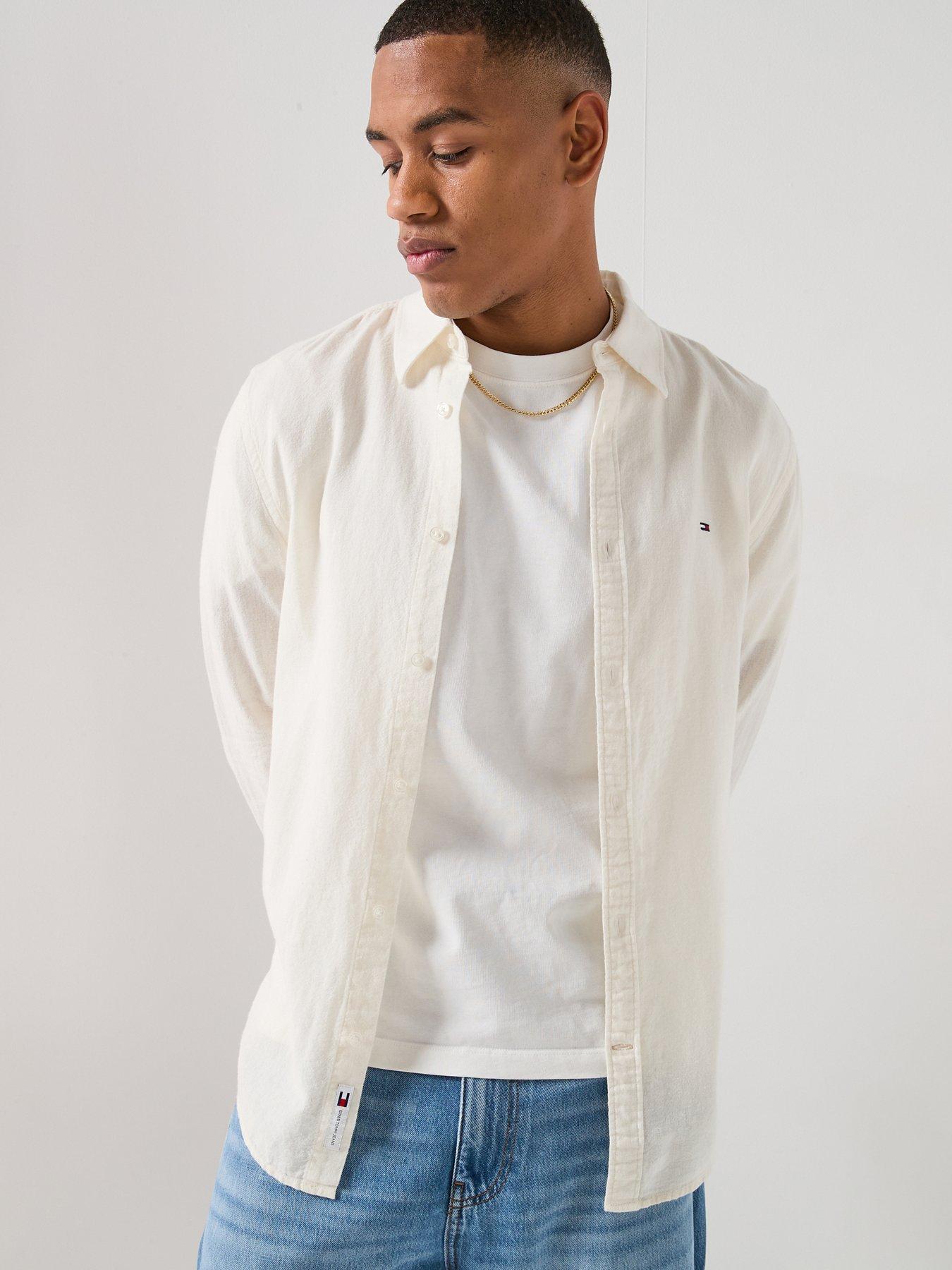 Tommy Jeans Linen Blend Plain Shirt - Ecru