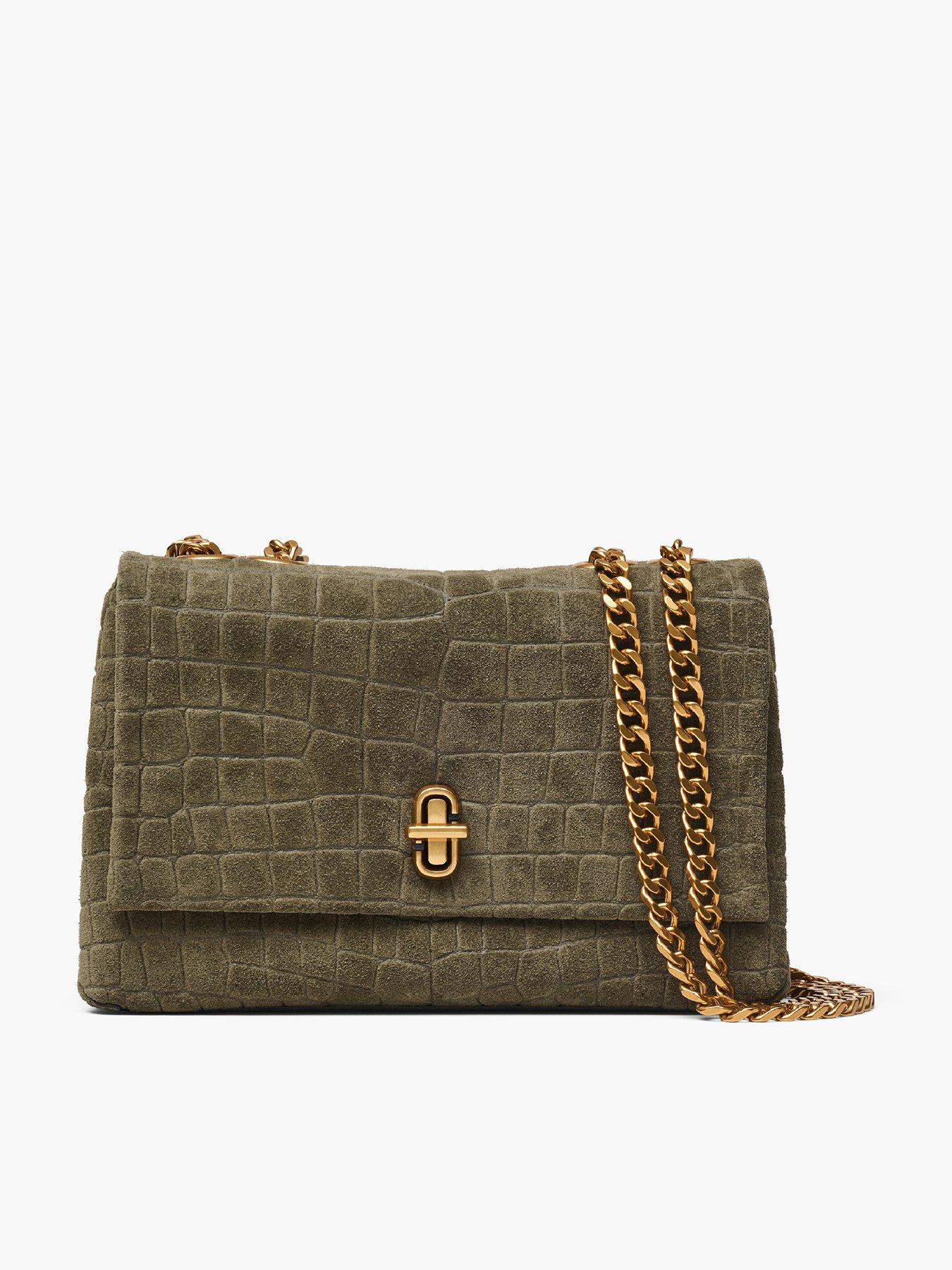 MARC JACOBS The Suede Croc Slim Dual Chain Shoulder Bag - Olive