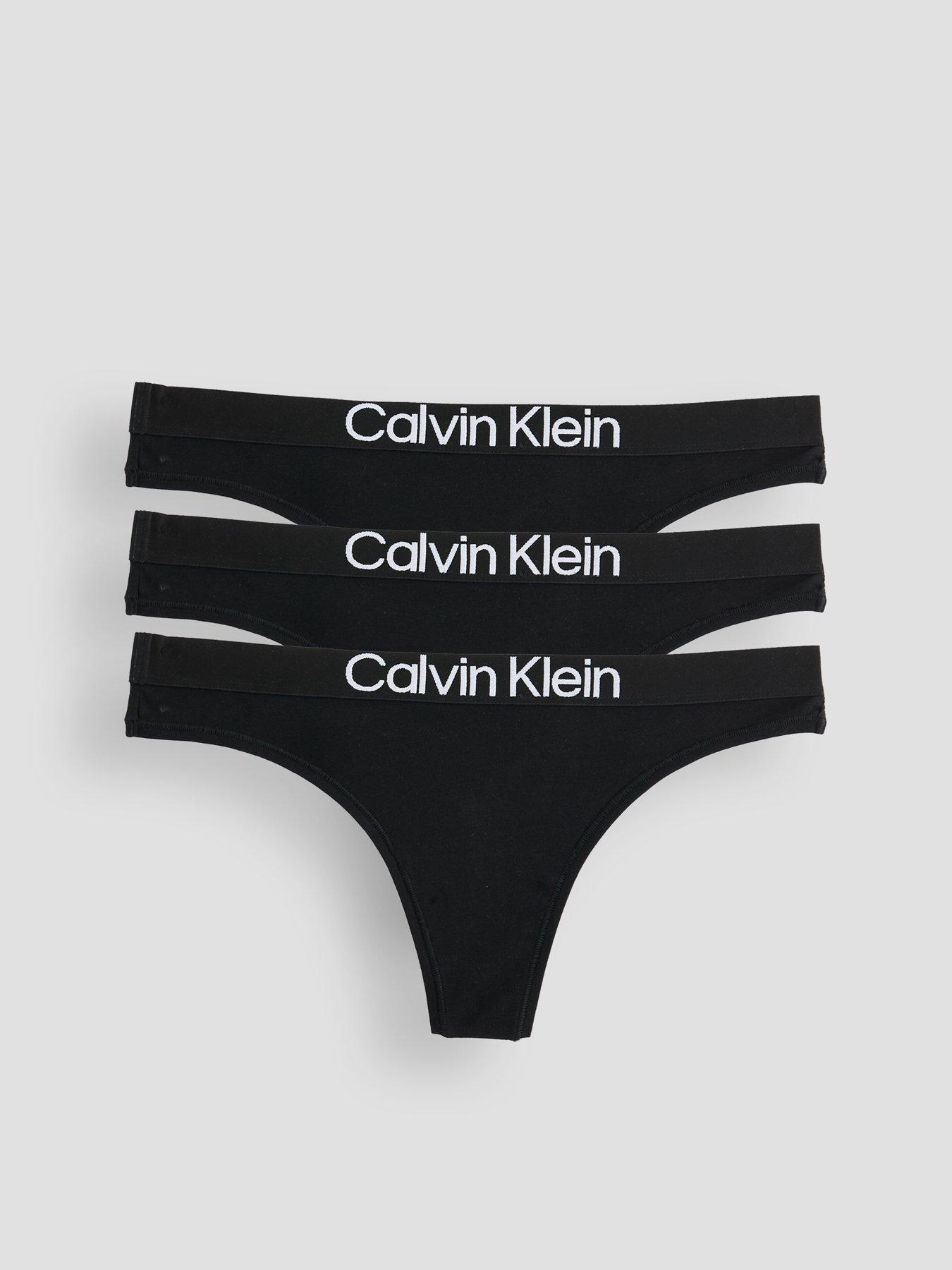 Image 1 of 6 of Calvin Klein 3 Pack Maximum Cotton Thongs - Black