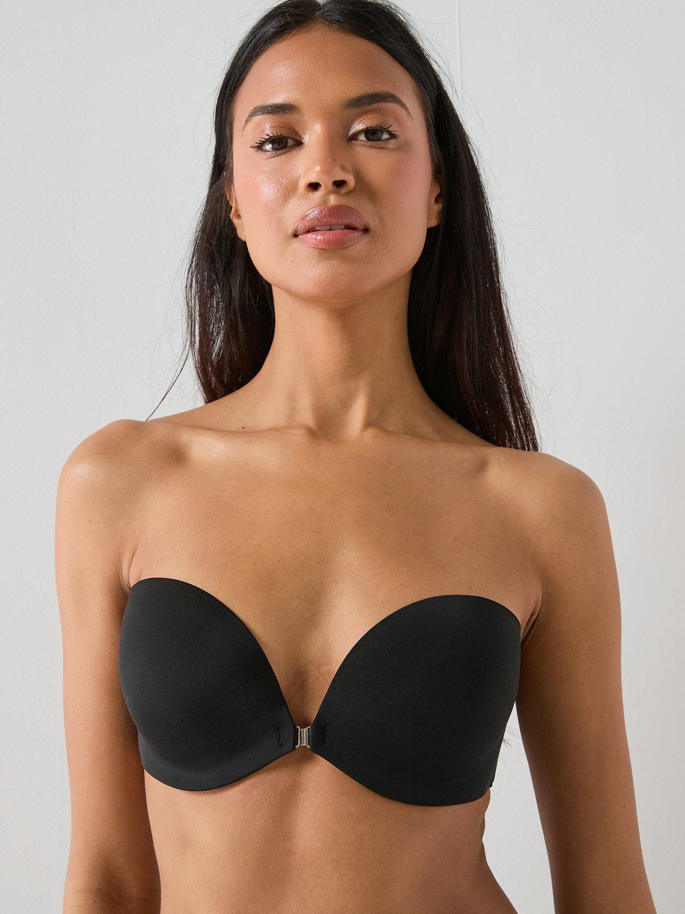 Image 1 of 4 of Calvin Klein Front Clasp PU Strapless - Black