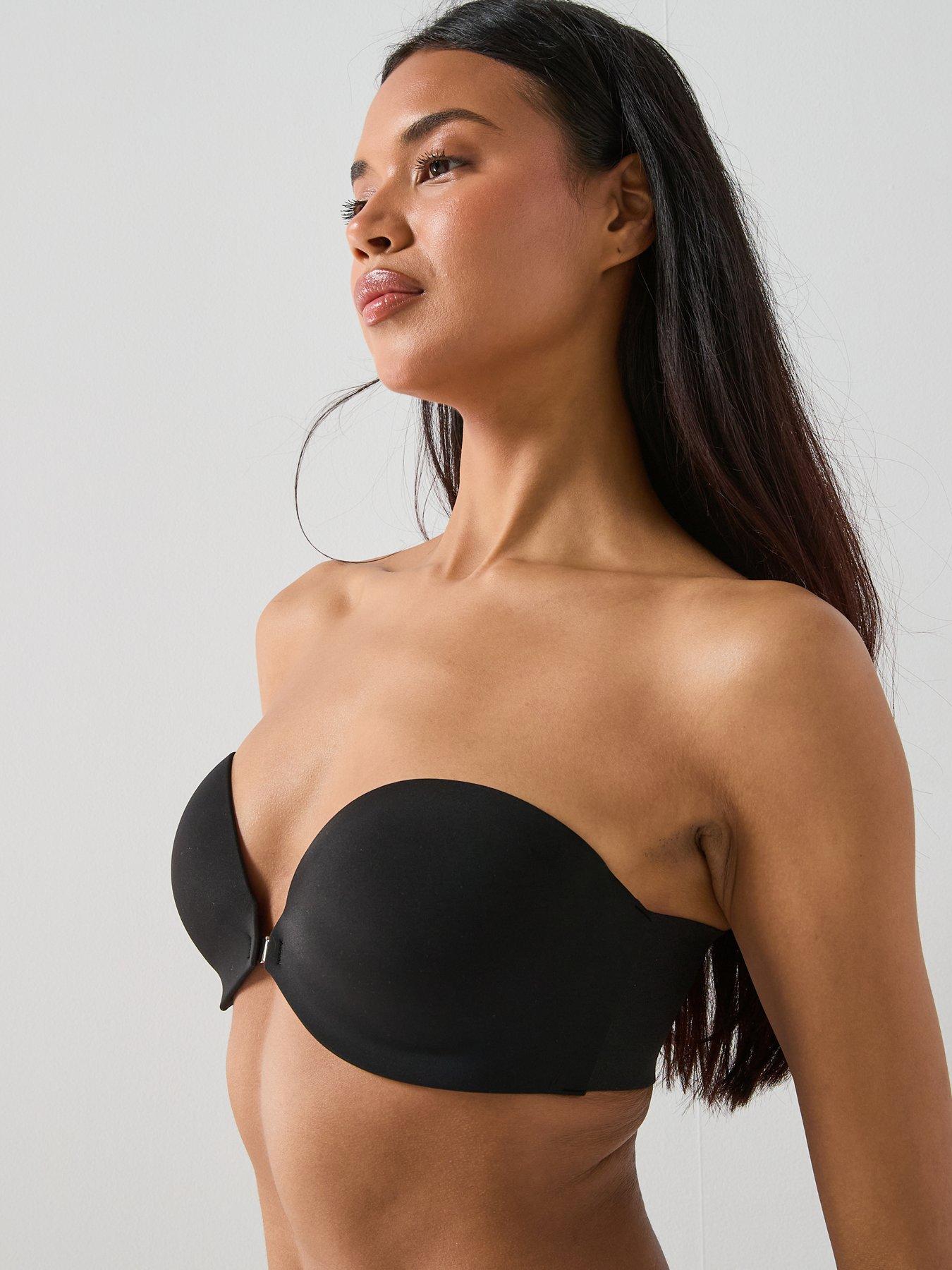Image 3 of 4 of Calvin Klein Front Clasp PU Strapless - Black