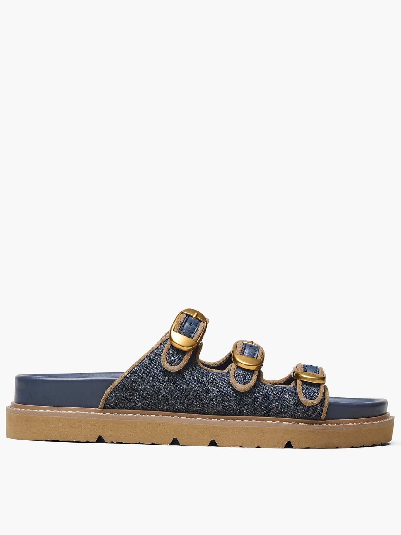 MARC JACOBS The Denim Suede Kiki Slide Sandals - Blue