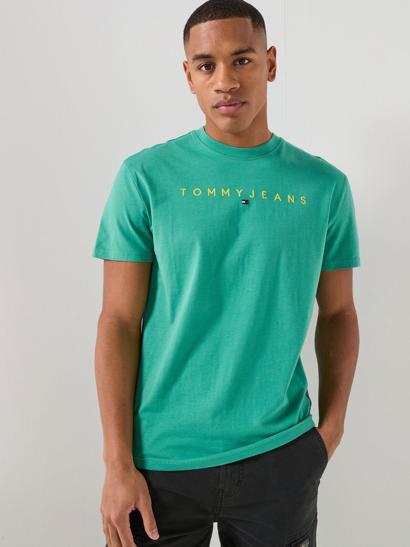 Tommy Jeans Regular Fit Linear Logo T-Shirt - Bahama Green