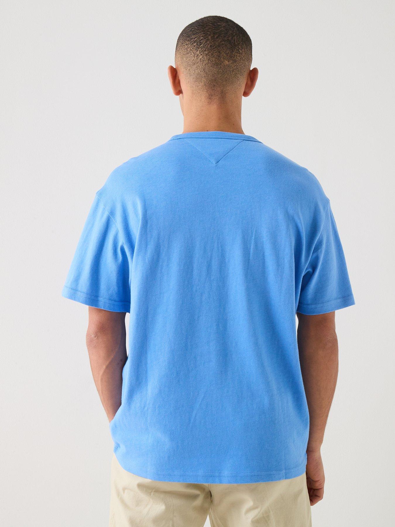 Image 2 of 5 of Tommy Jeans Relaxed Linear Logo T-Shirt - Blue Twilight
