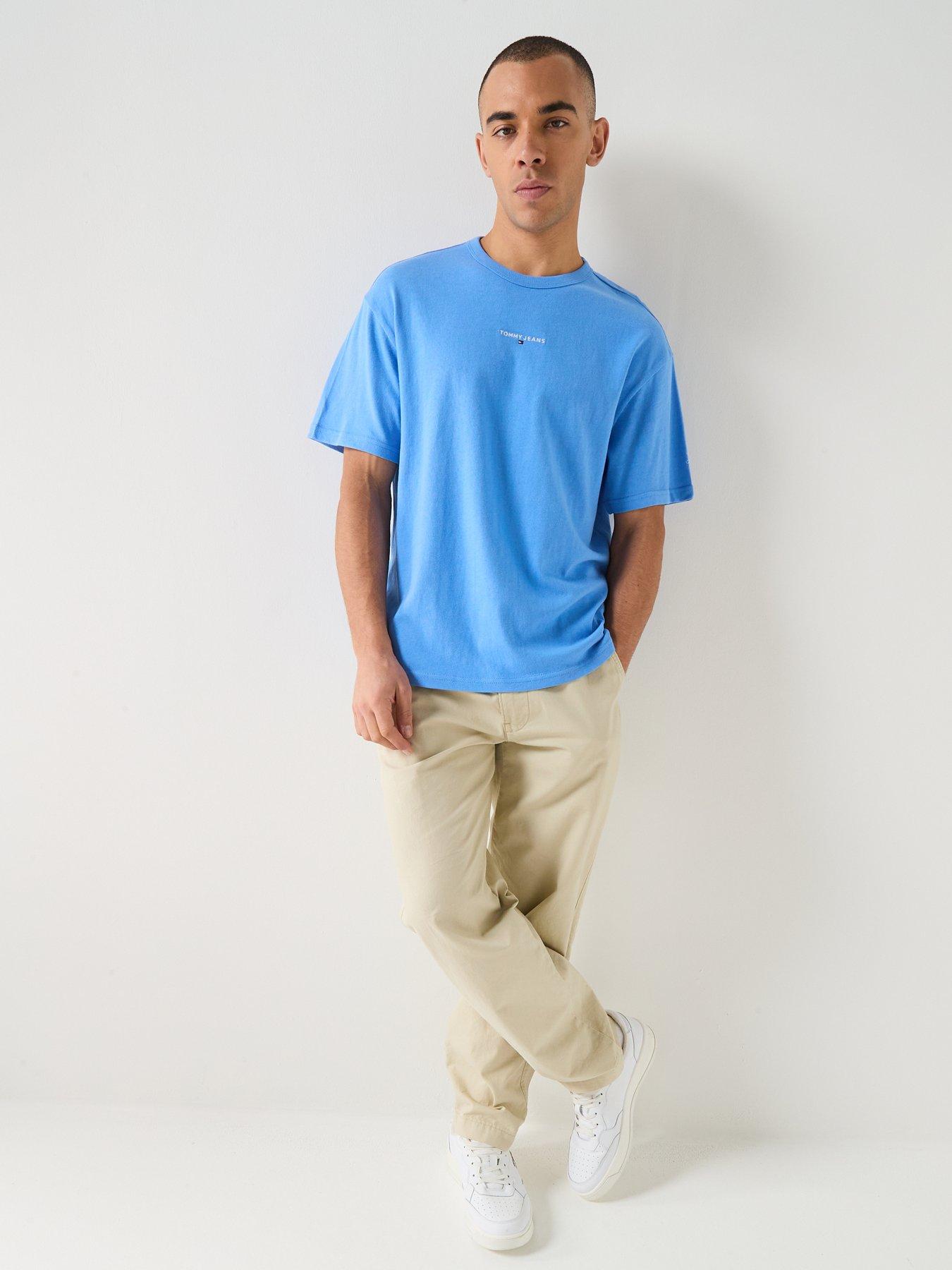 Image 3 of 5 of Tommy Jeans Relaxed Linear Logo T-Shirt - Blue Twilight
