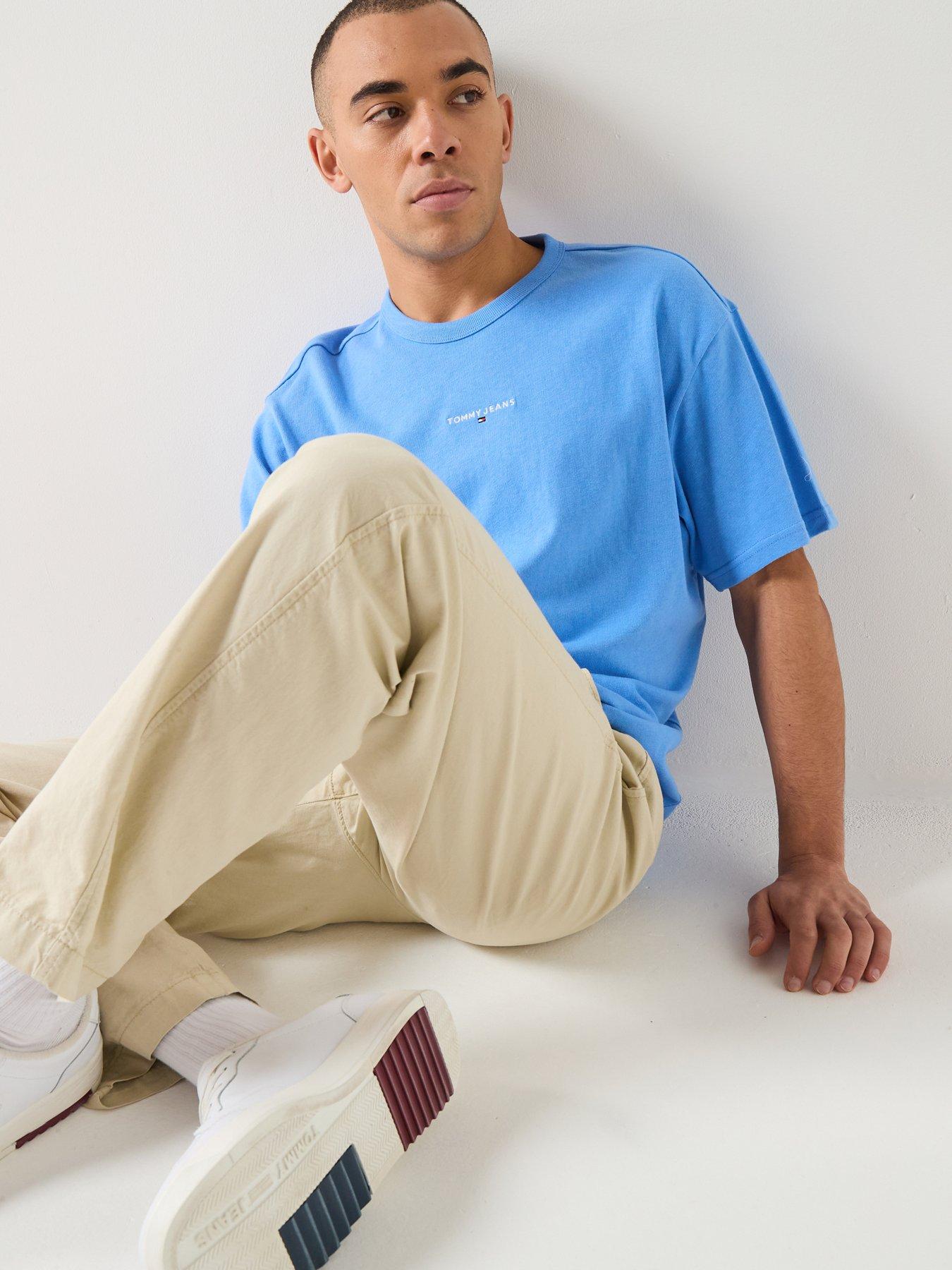 Image 4 of 5 of Tommy Jeans Relaxed Linear Logo T-Shirt - Blue Twilight