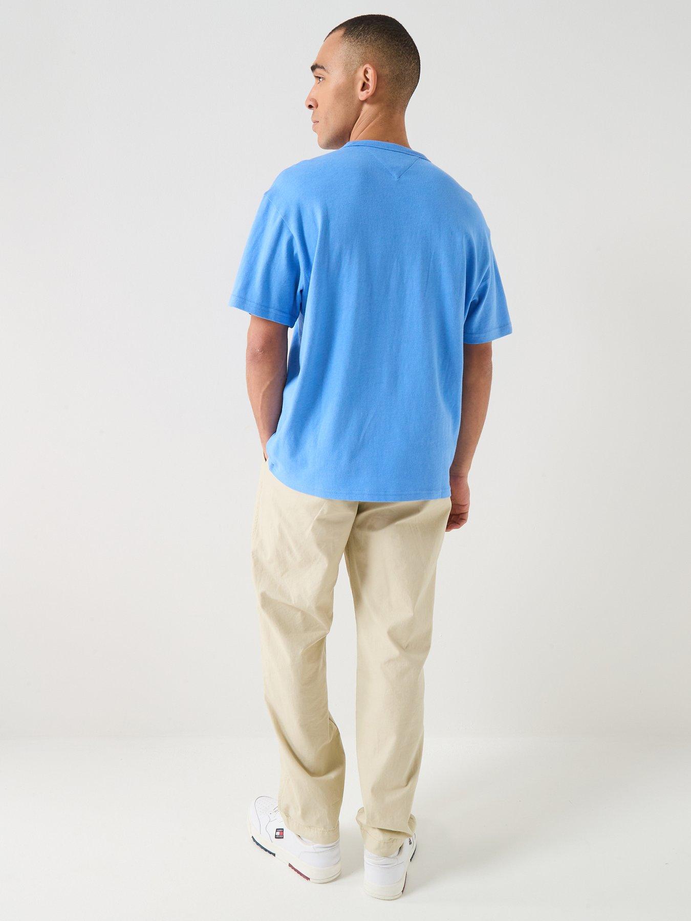 Image 5 of 5 of Tommy Jeans Relaxed Linear Logo T-Shirt - Blue Twilight