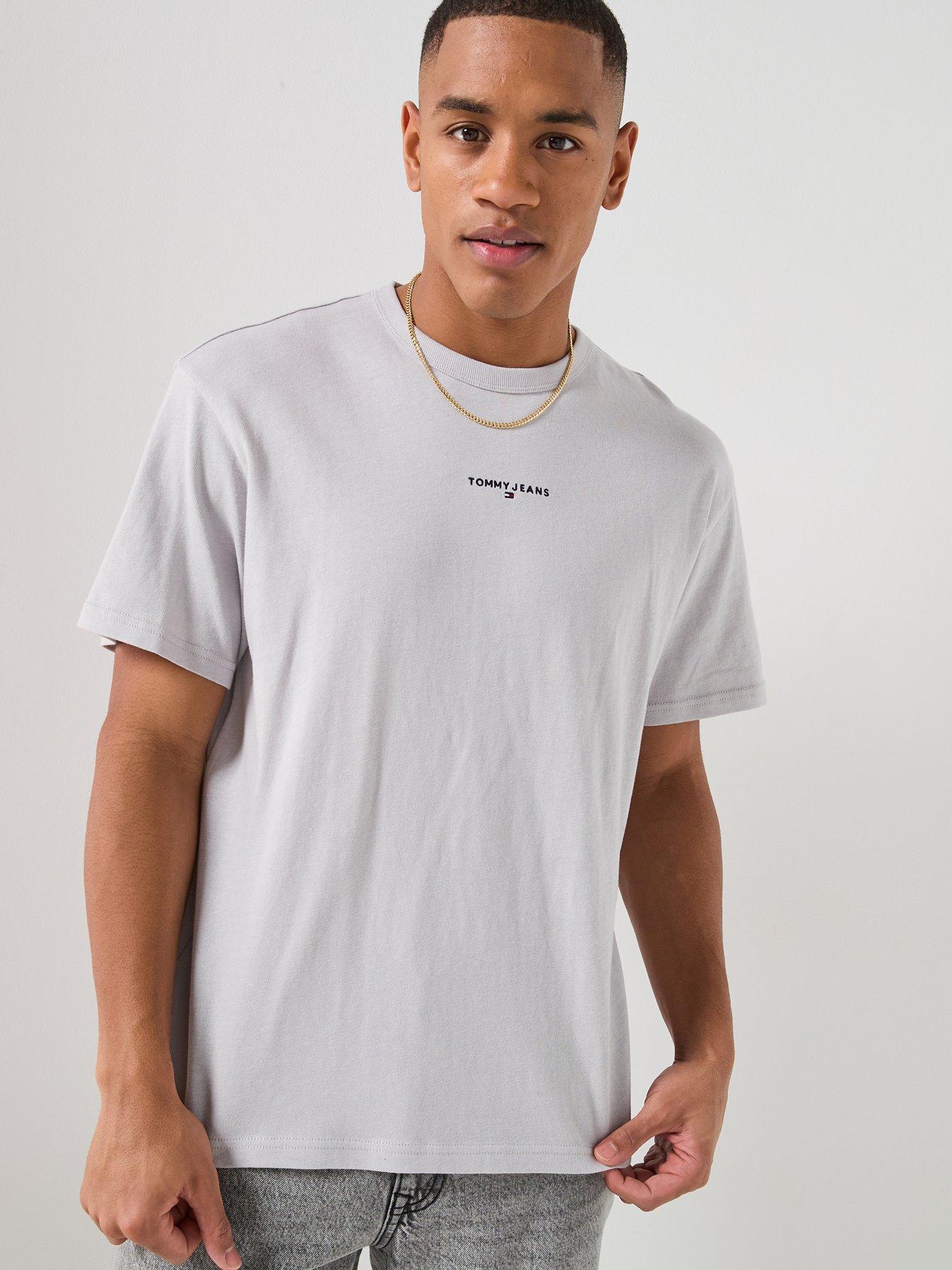 Tommy Jeans Relaxed Linear Logo T-Shirt - Grey