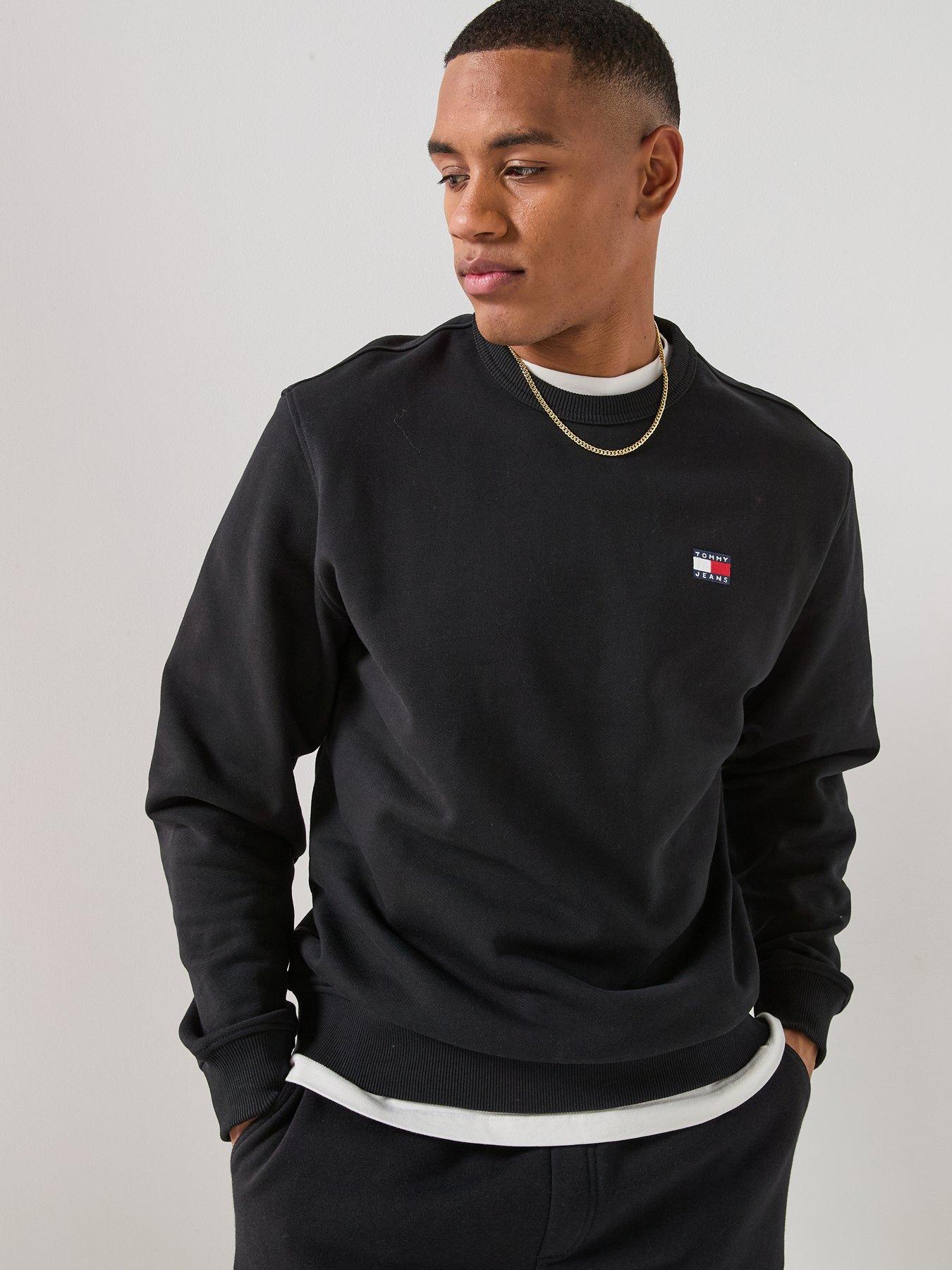 Tommy Jeans Regular Fit Badge Crew Sweater, Black, Size 2Xl, Men