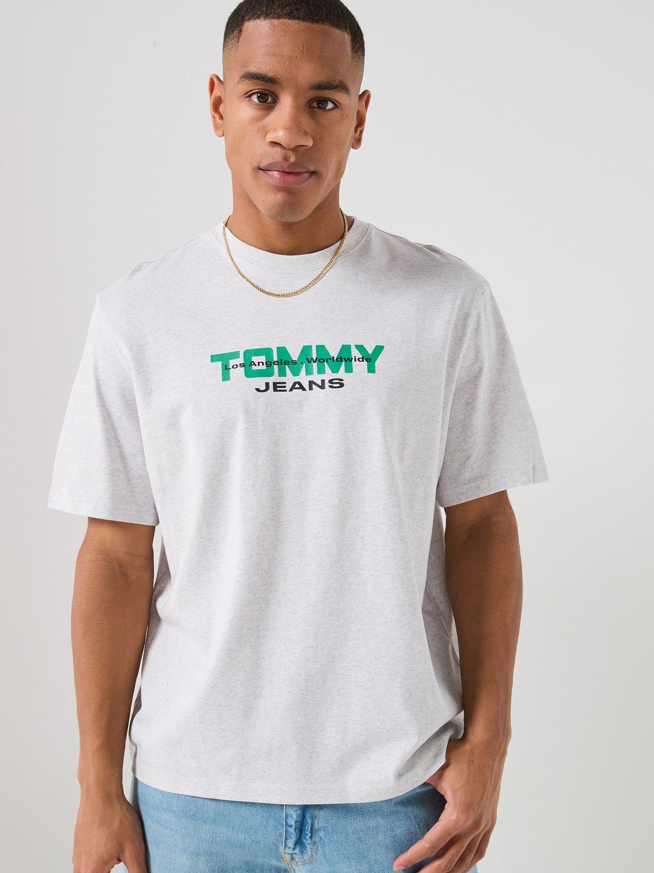 Tommy Jeans 90S Tj Block T-Shirt -Ice Grey Heather - Light Grey