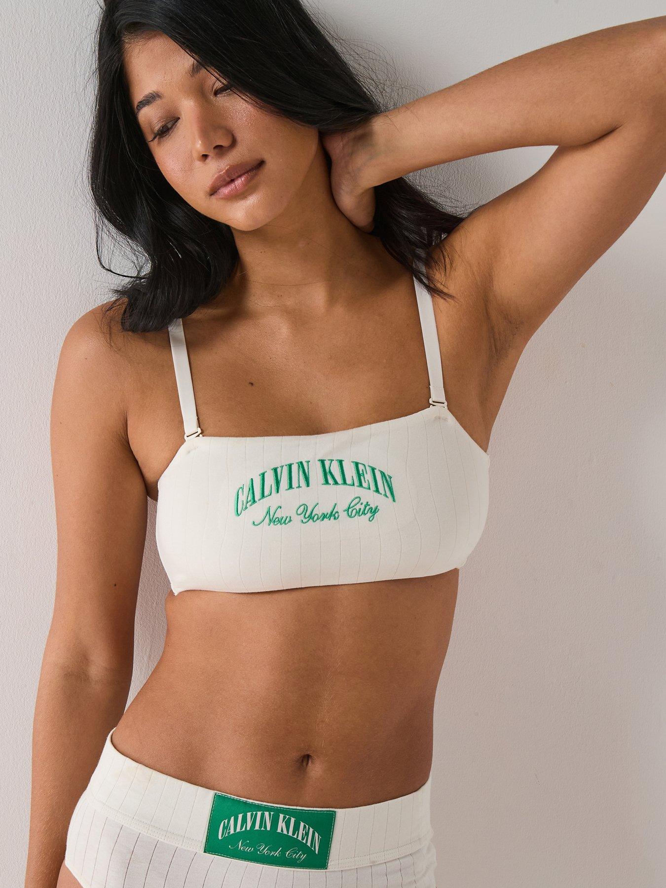 Calvin Klein Lightly Lined Bandeau, White, Size S, Women