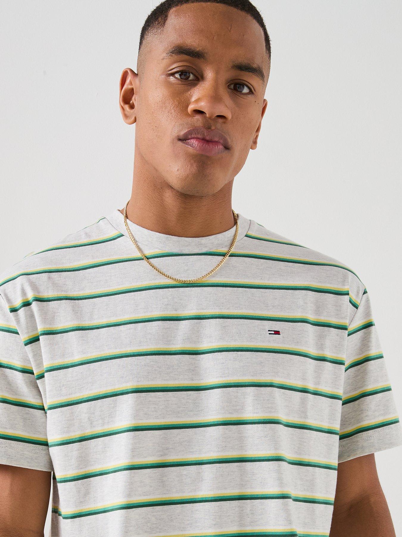 Image 4 of 6 of Tommy Jeans Relaxed Stripe T-Shirt - Ice Grey Heather Stripe