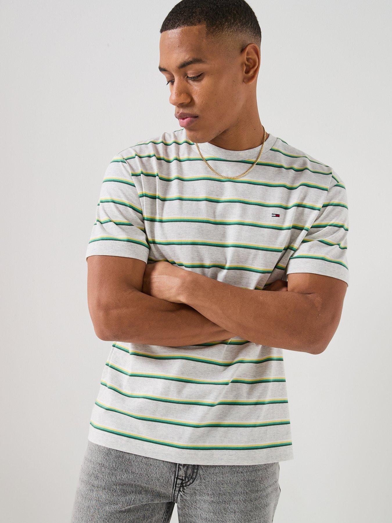 Image 5 of 6 of Tommy Jeans Relaxed Stripe T-Shirt - Ice Grey Heather Stripe
