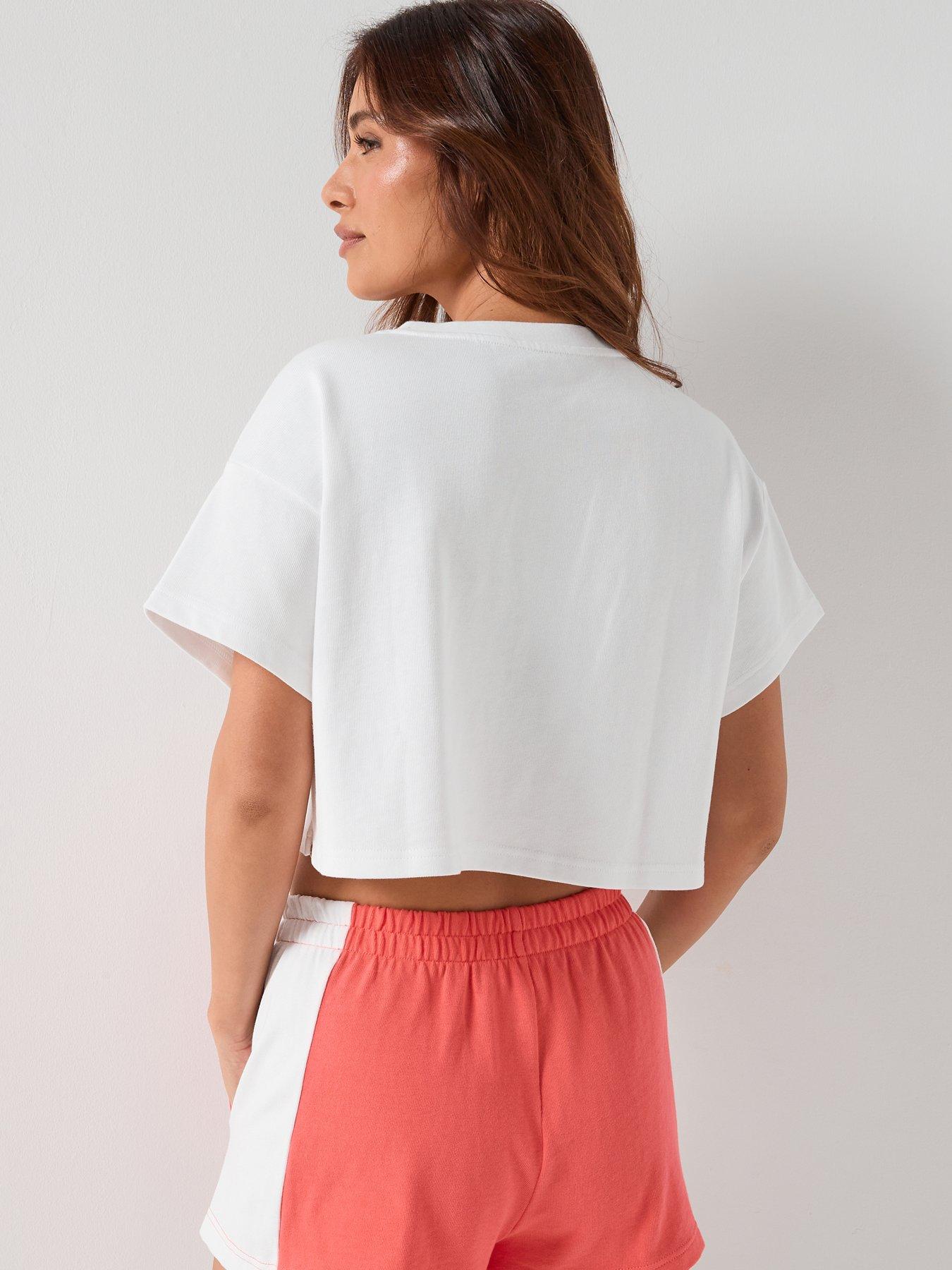 Image 2 of 6 of Calvin Klein Cropped Logo T-Shirt - White