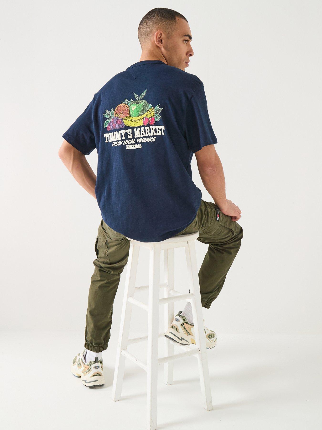 Image 1 of 6 of Tommy Jeans Back Graphic Relaxed Novelty T-Shirt - Dark Night Navy