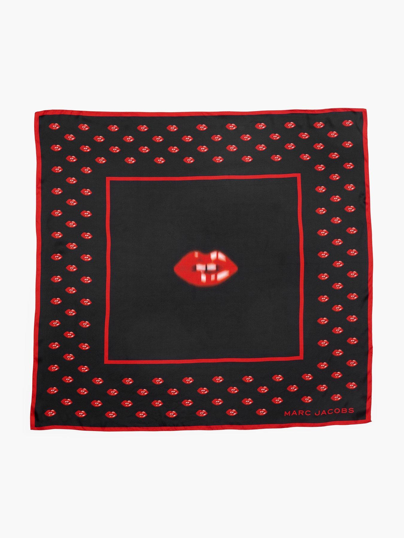 Image 2 of 3 of MARC JACOBS Blurred Lips Silk Scarf - Black