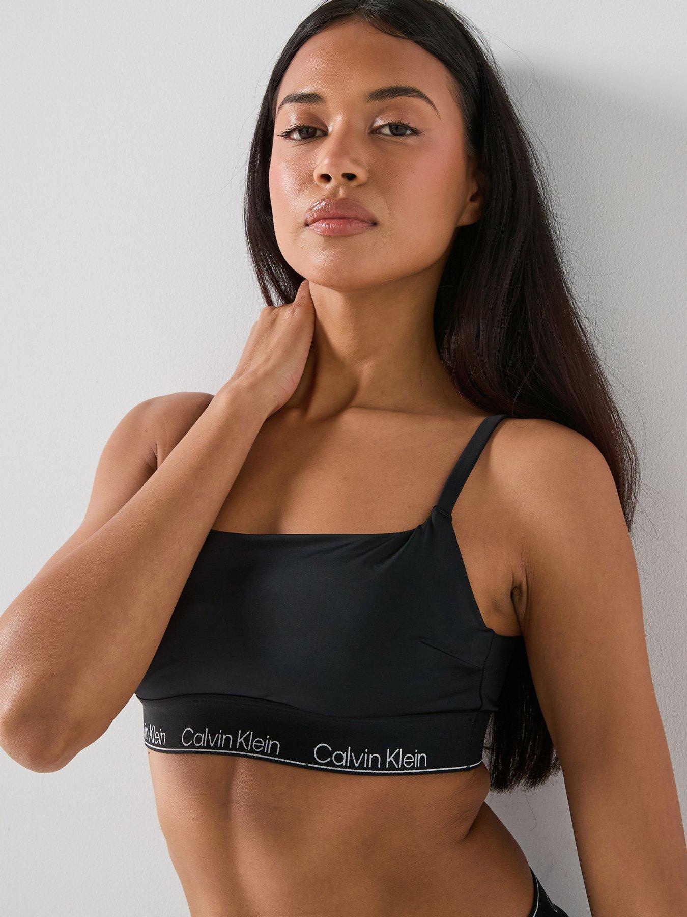 Image 1 of 5 of Calvin Klein Square Neck Bralette Bikini Top - Black