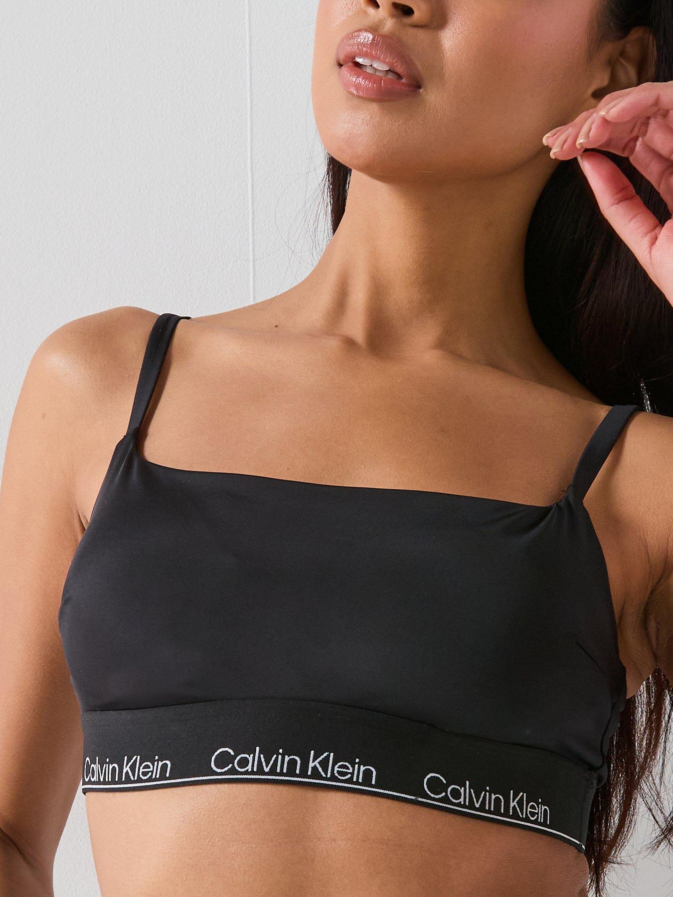 Image 4 of 5 of Calvin Klein Square Neck Bralette Bikini Top - Black
