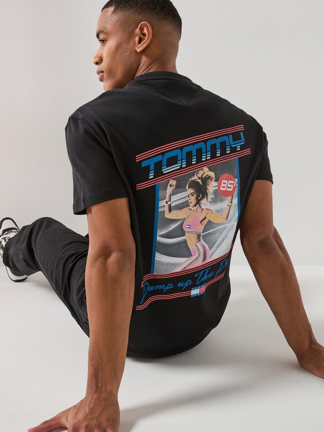 Image 1 of 6 of Tommy Jeans Back Graphic Regular Fit Poster T-Shirt - Black