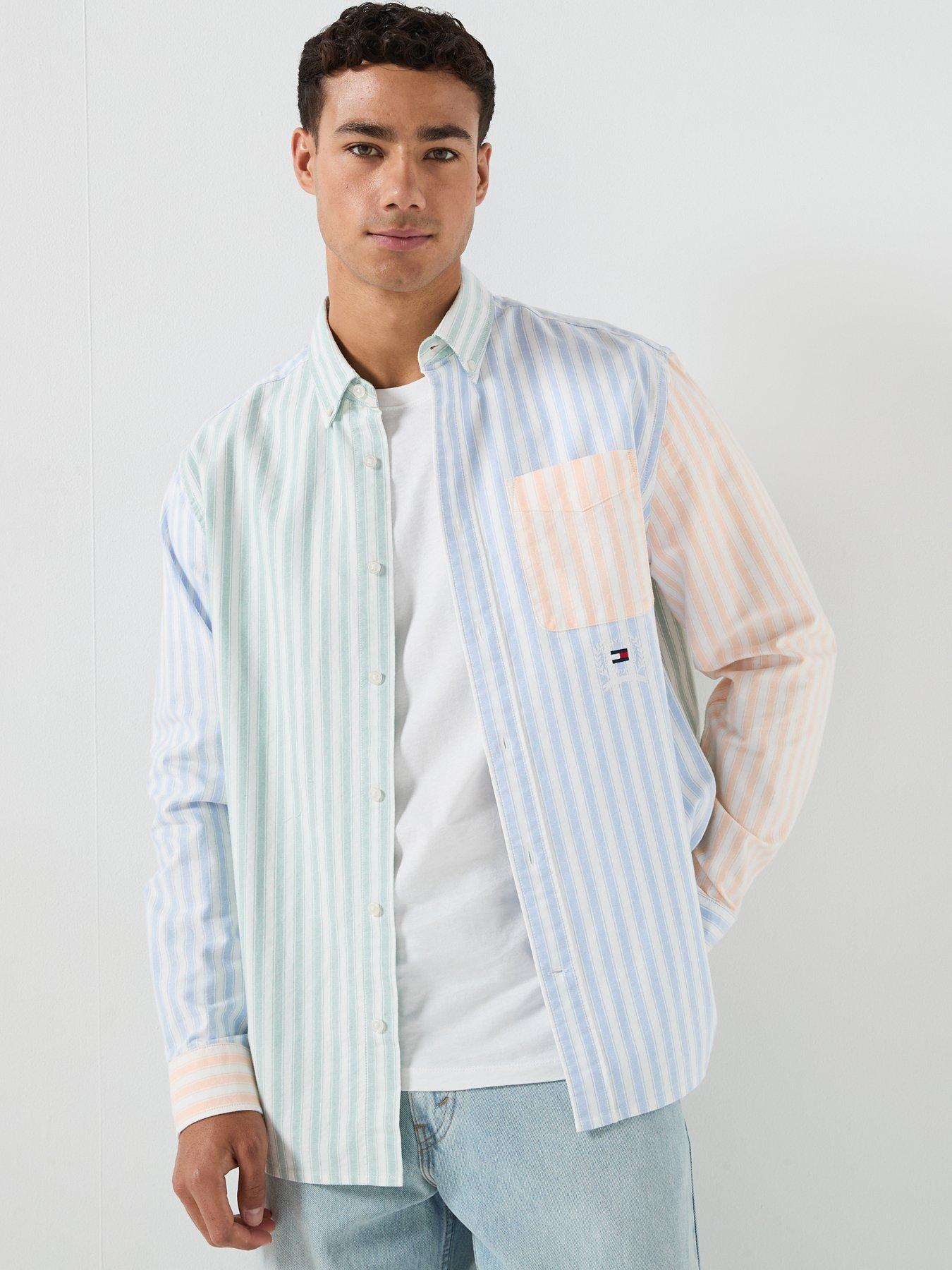 Tommy Jeans Relaxed Oxford Fun Stripe Shirt, Multi, Size 2Xl, Men
