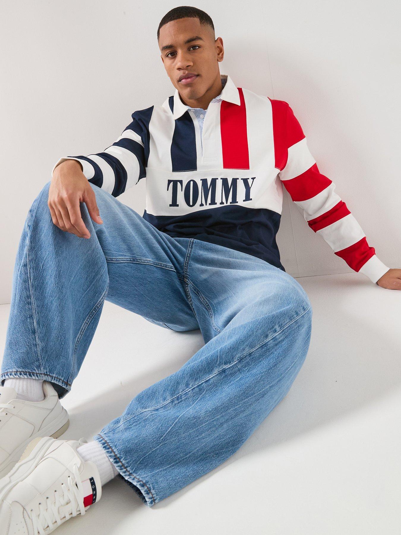 Tommy Jeans Relaxed Archive Rugby Long Sleeve Polo Shirt, Multi, Size 2Xl, Men
