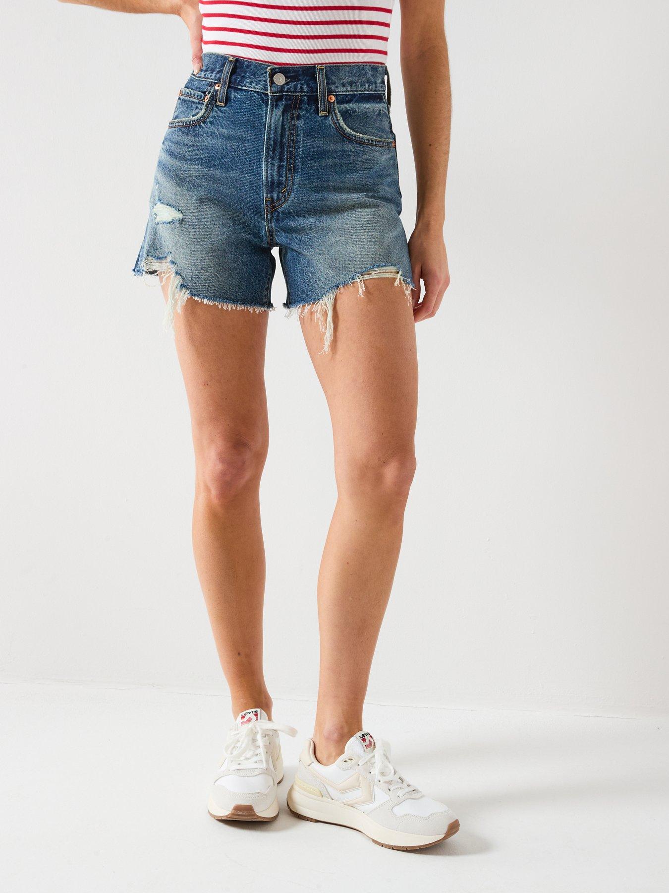 Image 1 of 6 of Levi's Ribcage Shorts - Blue