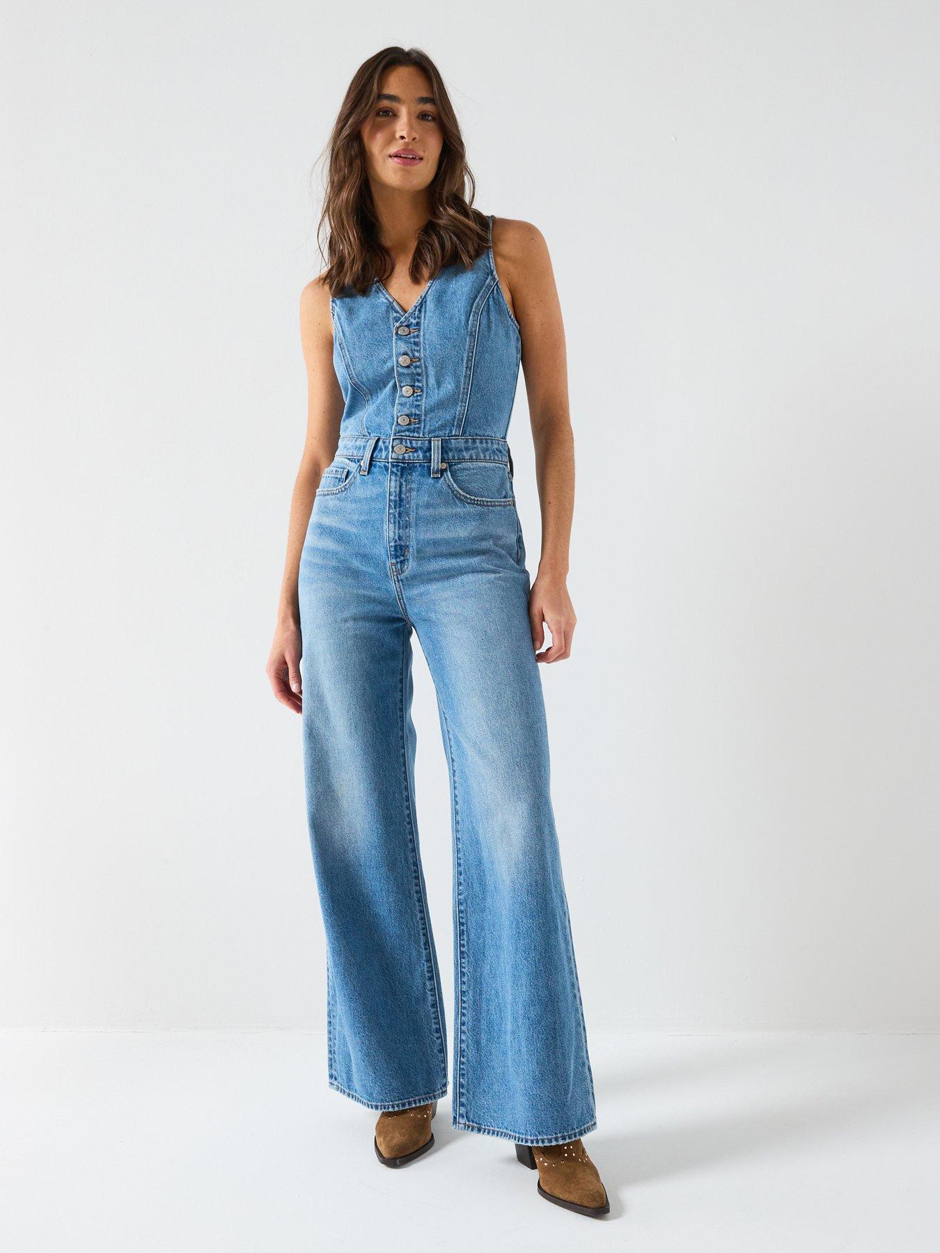 Levi's Levi’s Button-Front Denim Wide-Leg Jumpsuit – Own It Blue