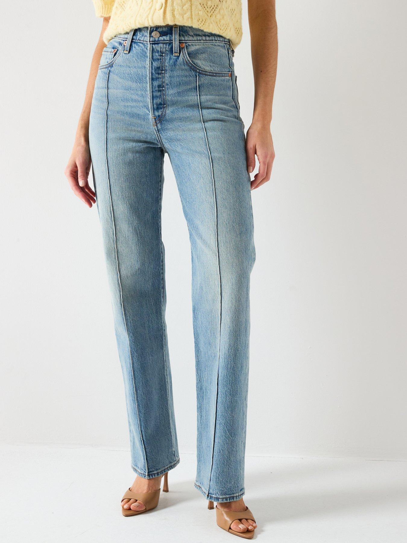 Levi's Ribcage Full Length Jeans, Blue, Size 27, Inside Leg 32, Women