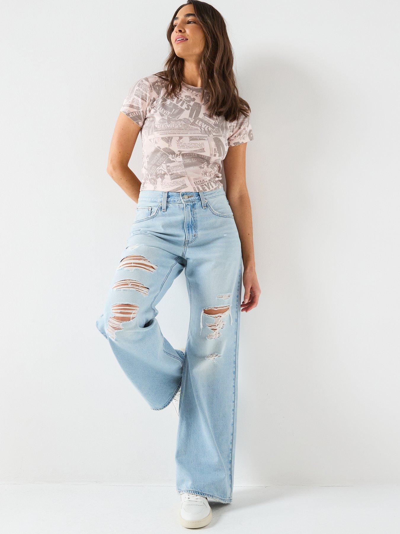 Image 3 of 6 of Levi's Loose Boot Cut Distressed Jeans - Blue