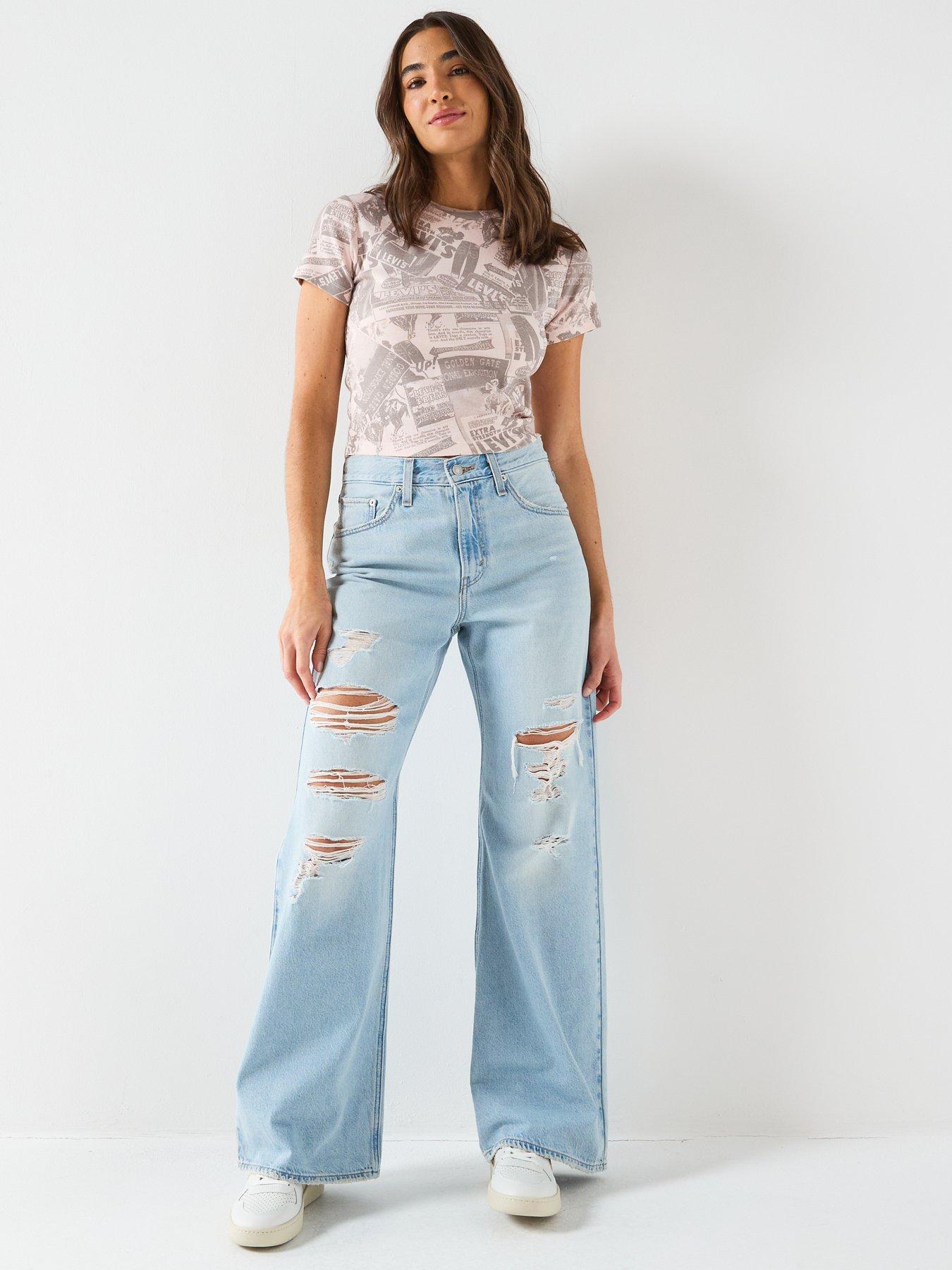 Image 5 of 6 of Levi's Loose Boot Cut Distressed Jeans - Blue