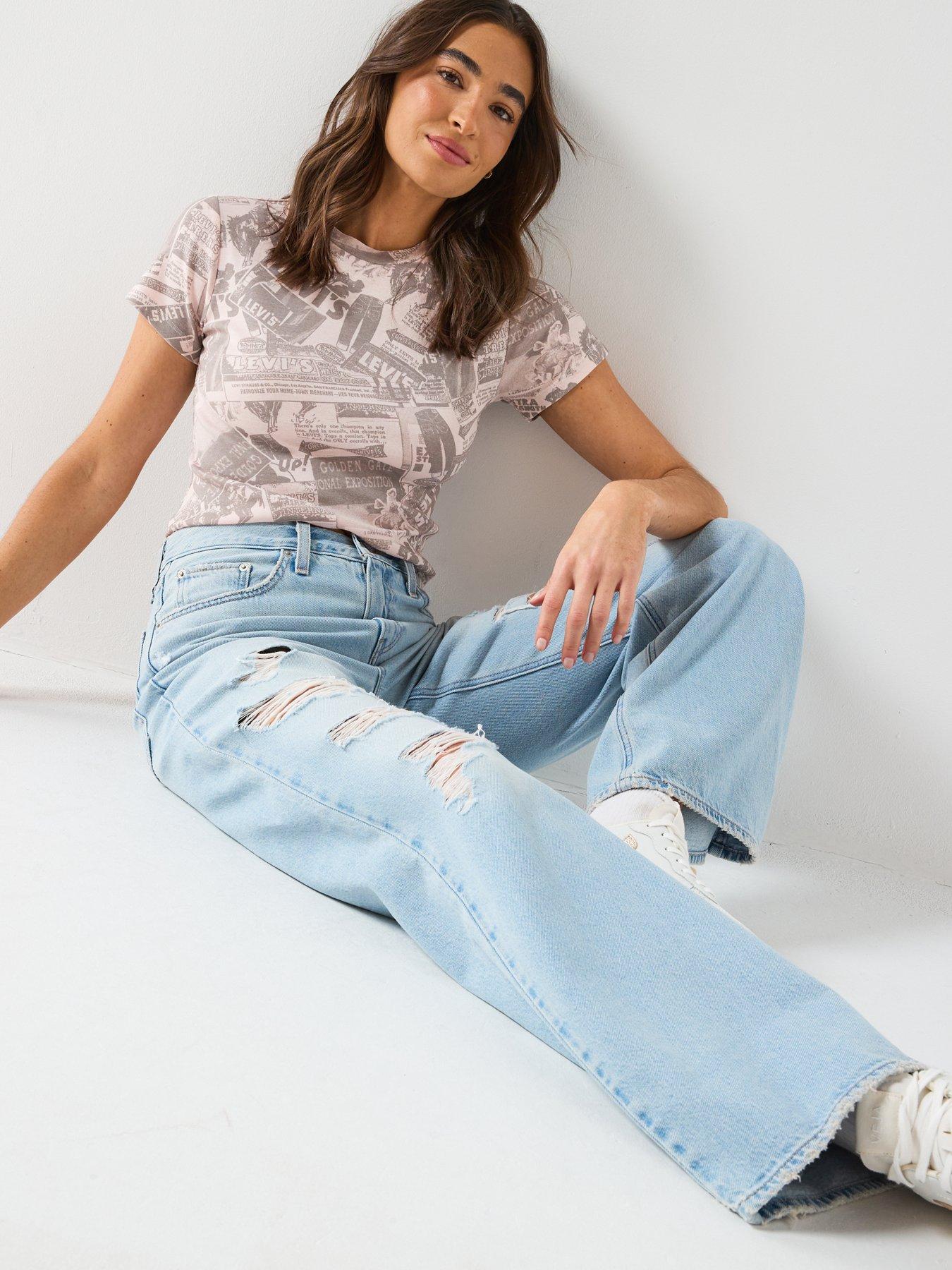 Image 6 of 6 of Levi's Loose Boot Cut Distressed Jeans - Blue