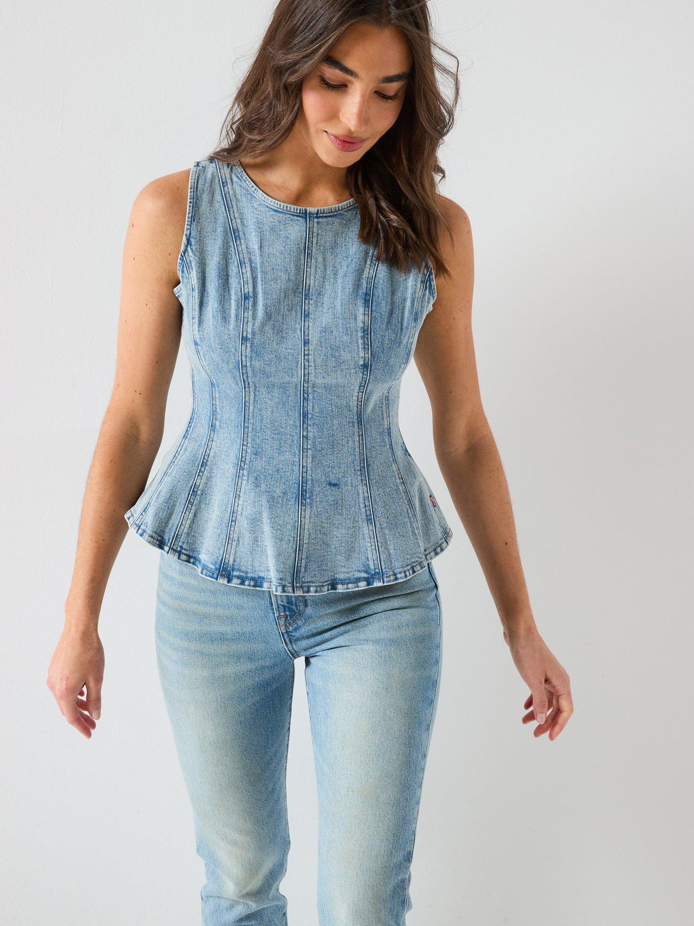 Levi's Leighton Peplum Top, Blue, Size L, Women