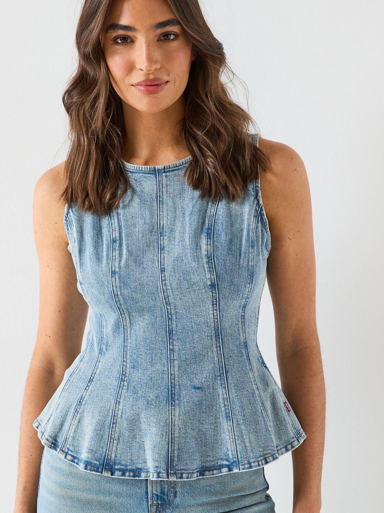 Image 6 of 6 of Levi's Leighton Peplum Top - Blue