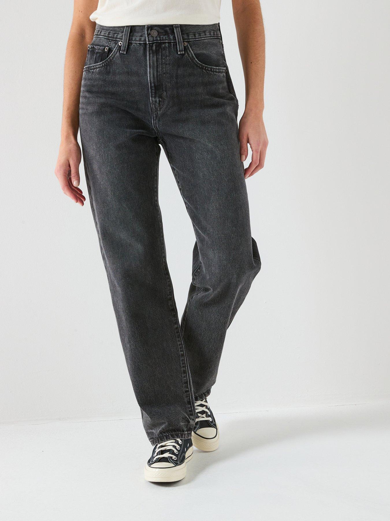 Levi's Easy Dad Relaxed Fit Straight Leg Jeans, Black, Size 30, Inside Leg 30, Women