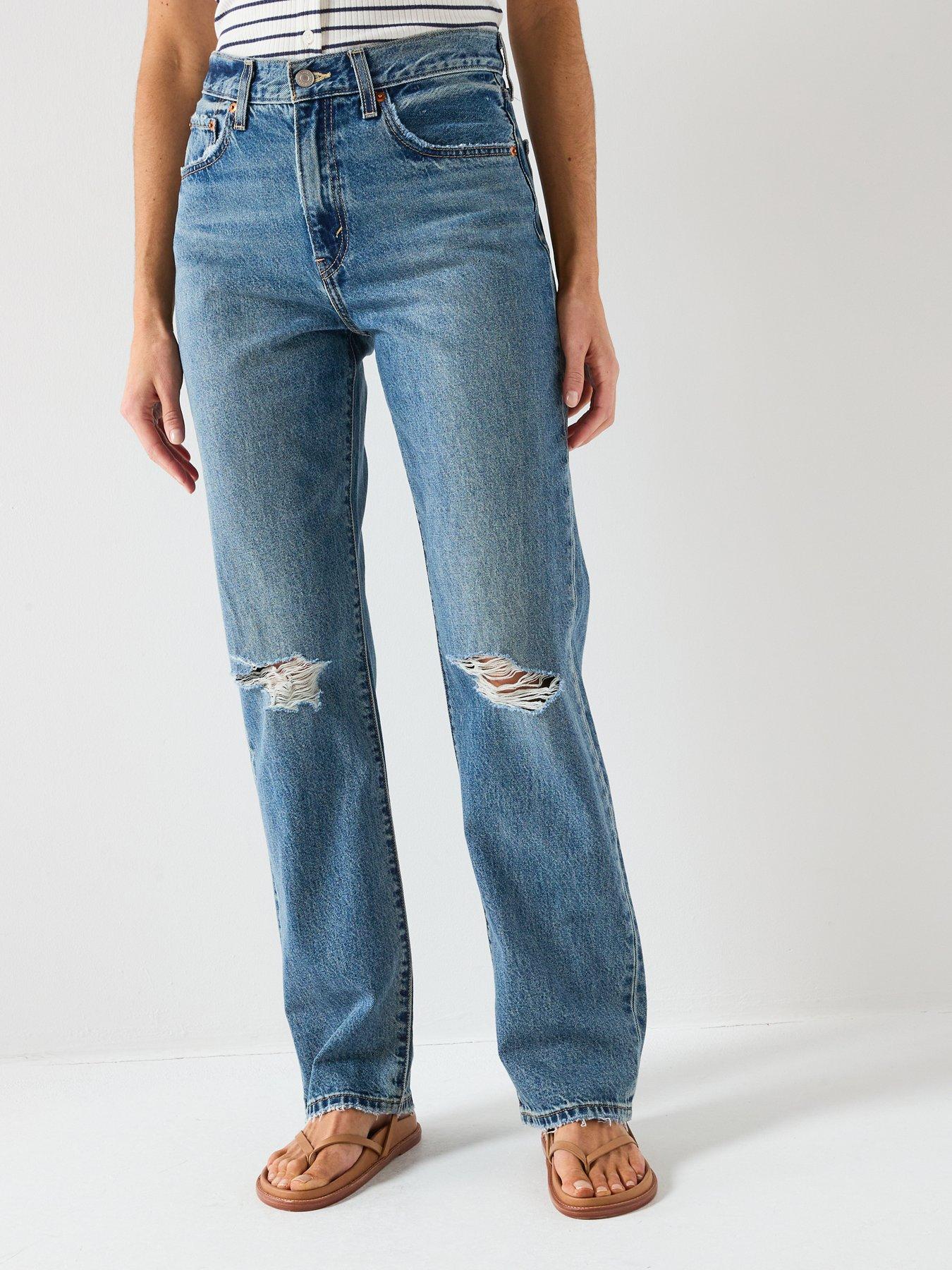 Levi's Easy Dad Relaxed Fit Straight Leg Jeans, Blue, Size 27, Inside Leg 30, Women