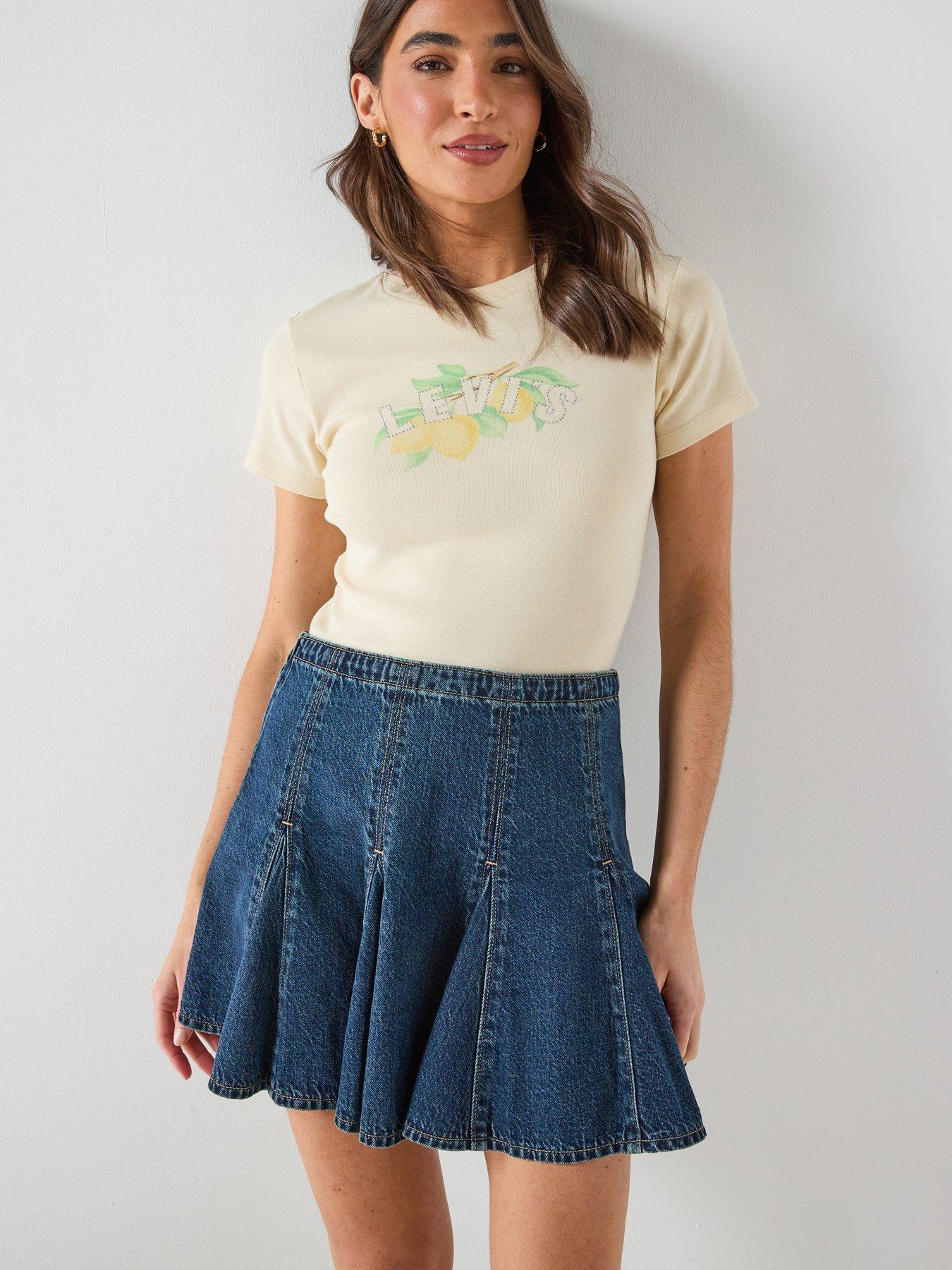 Image 4 of 6 of Levi's Godet Mini Skirt - Blue